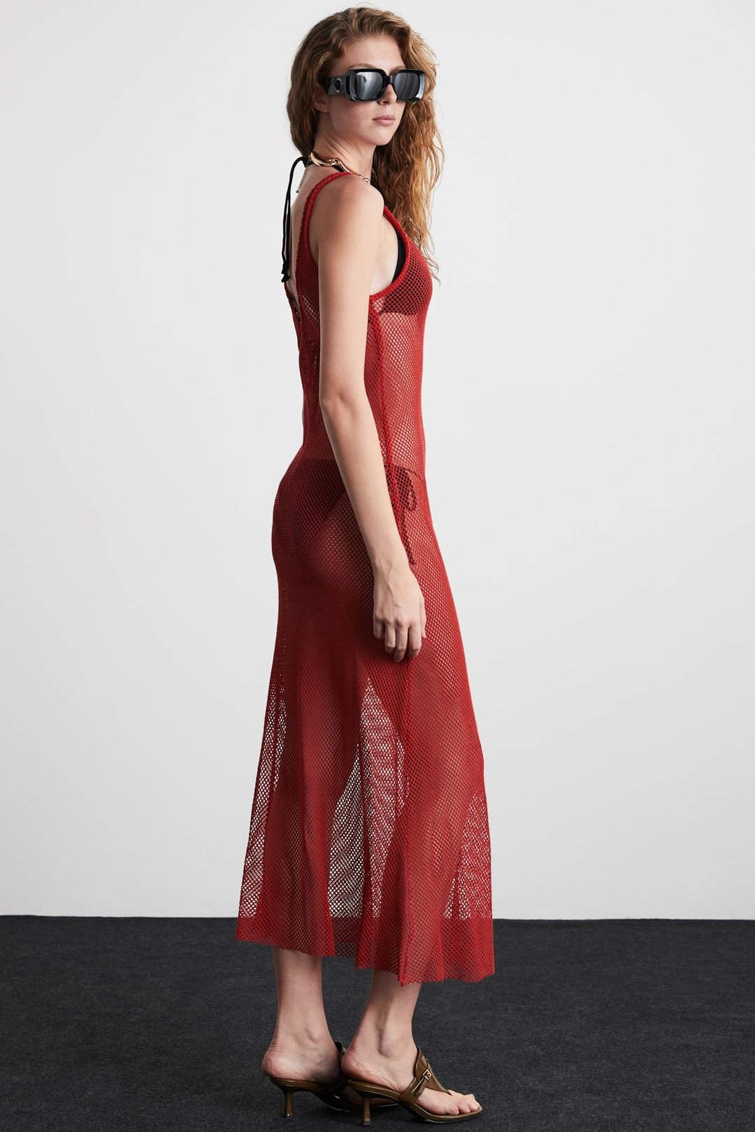 DERYN Basic Slim Kiremit Rengi Tekli Elbise