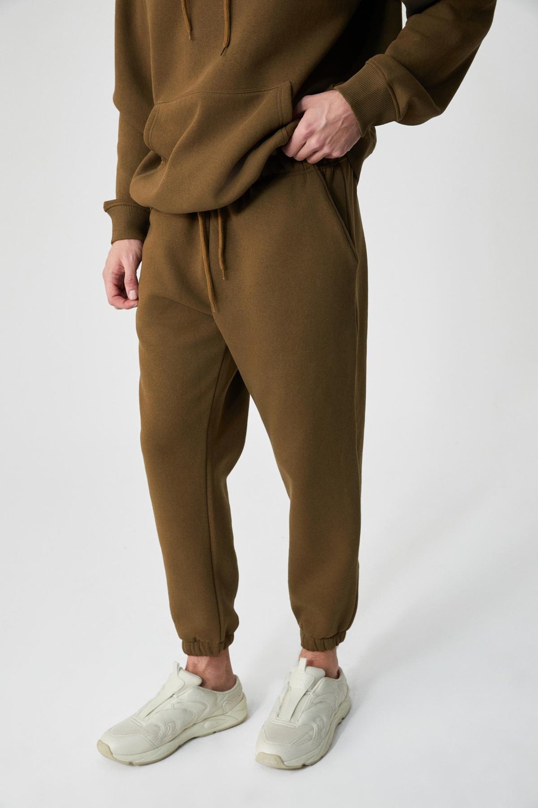 DIVOF Erkek Lastikli Paça Regular Cepli Haki Eşofman Altı