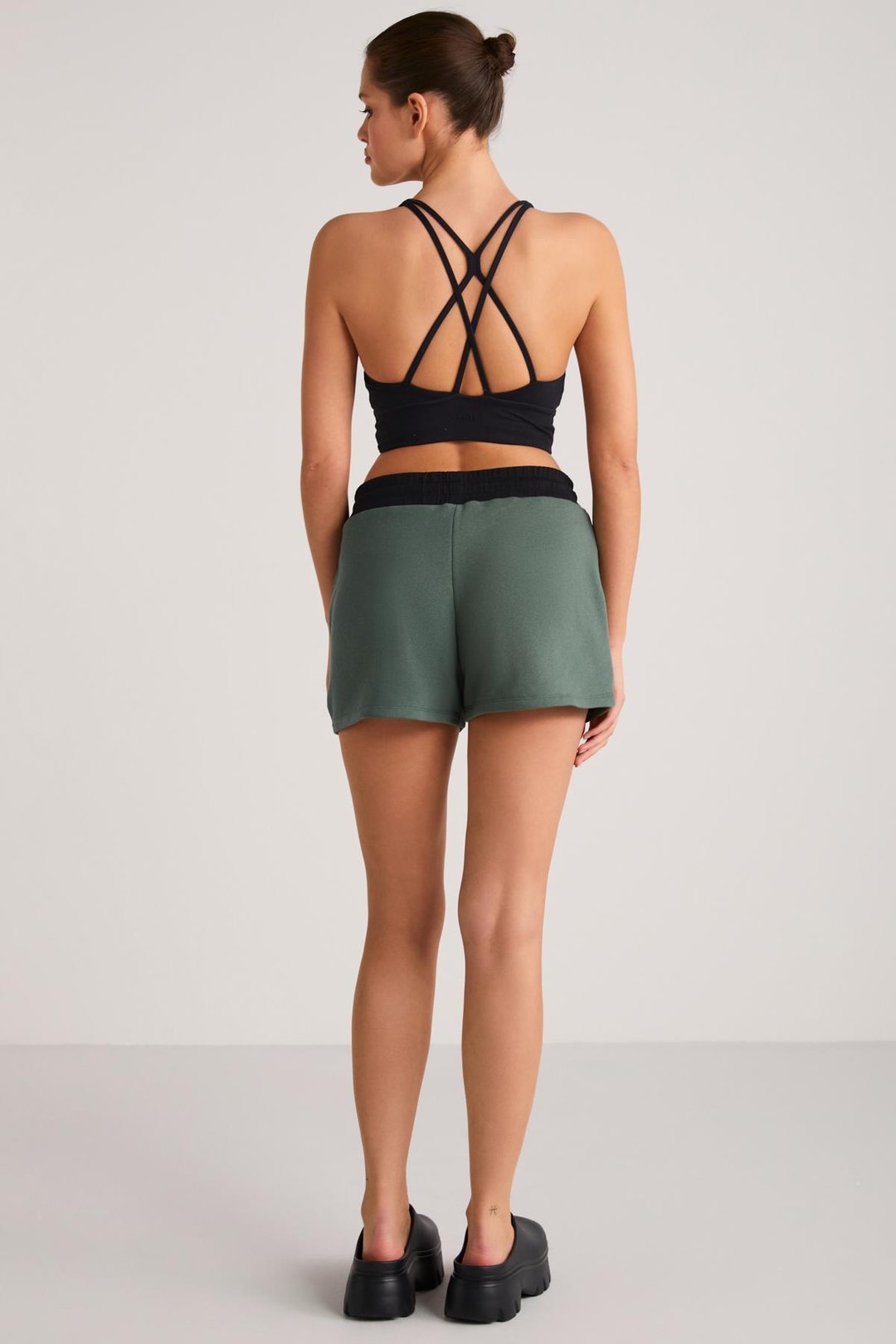 DOLERES  Relaxed Siyah - Yeşil Tekli Eşofman Altı