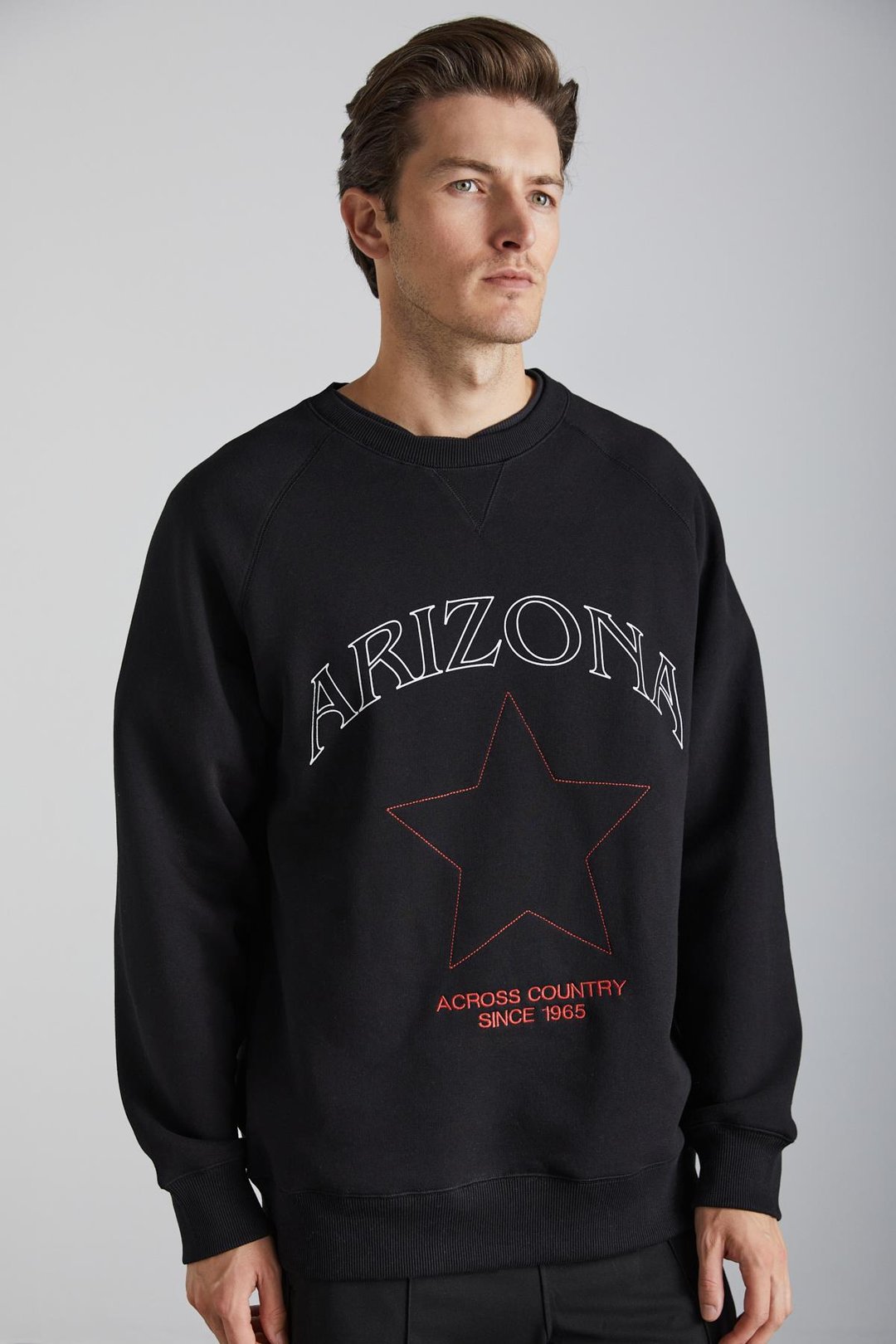 DOMAGOJ Erkek Pamuk Yuvarlak Yaka Siyah Sweatshirt