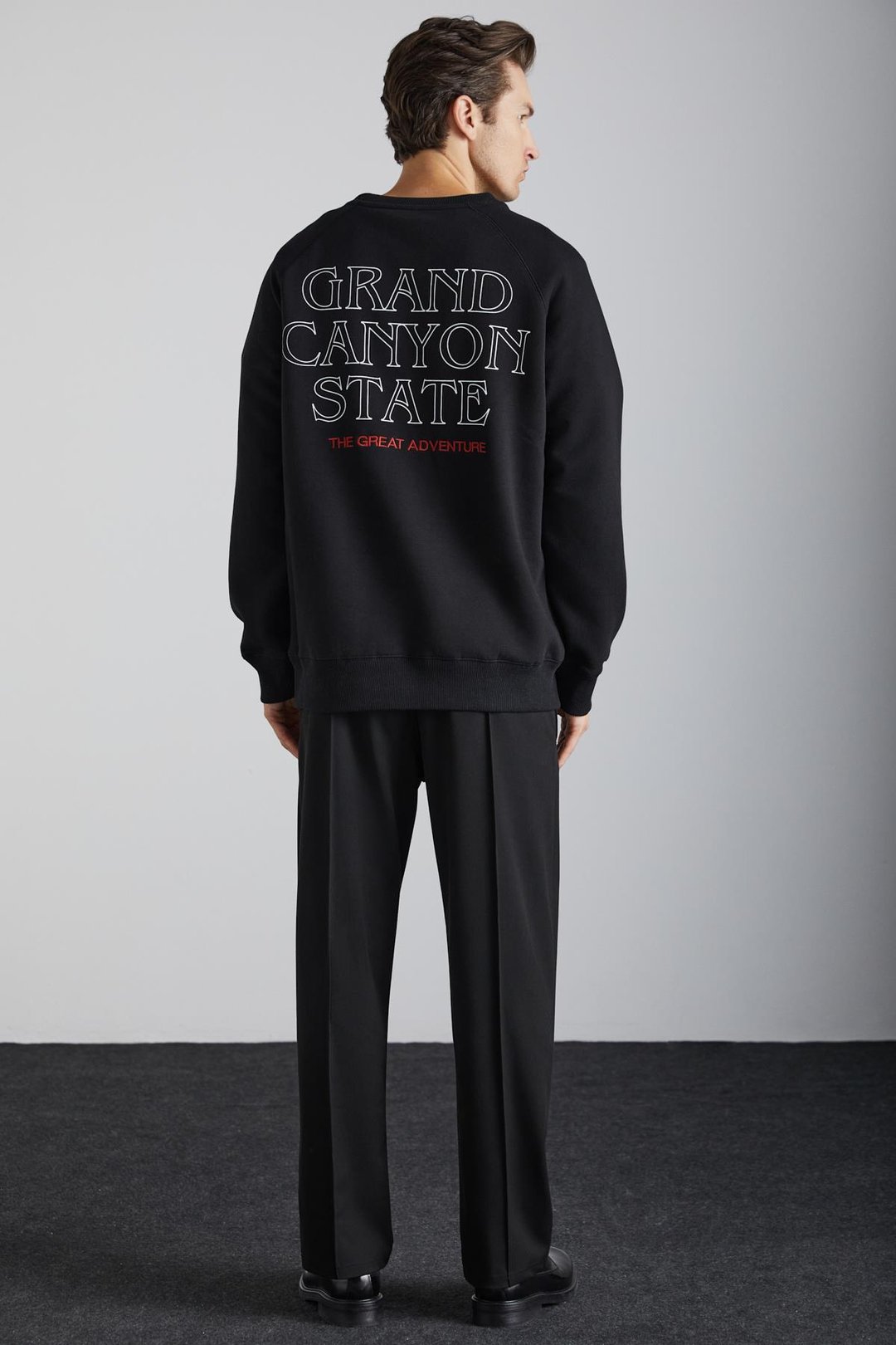 DOMAGOJ Erkek Pamuk Yuvarlak Yaka Siyah Sweatshirt