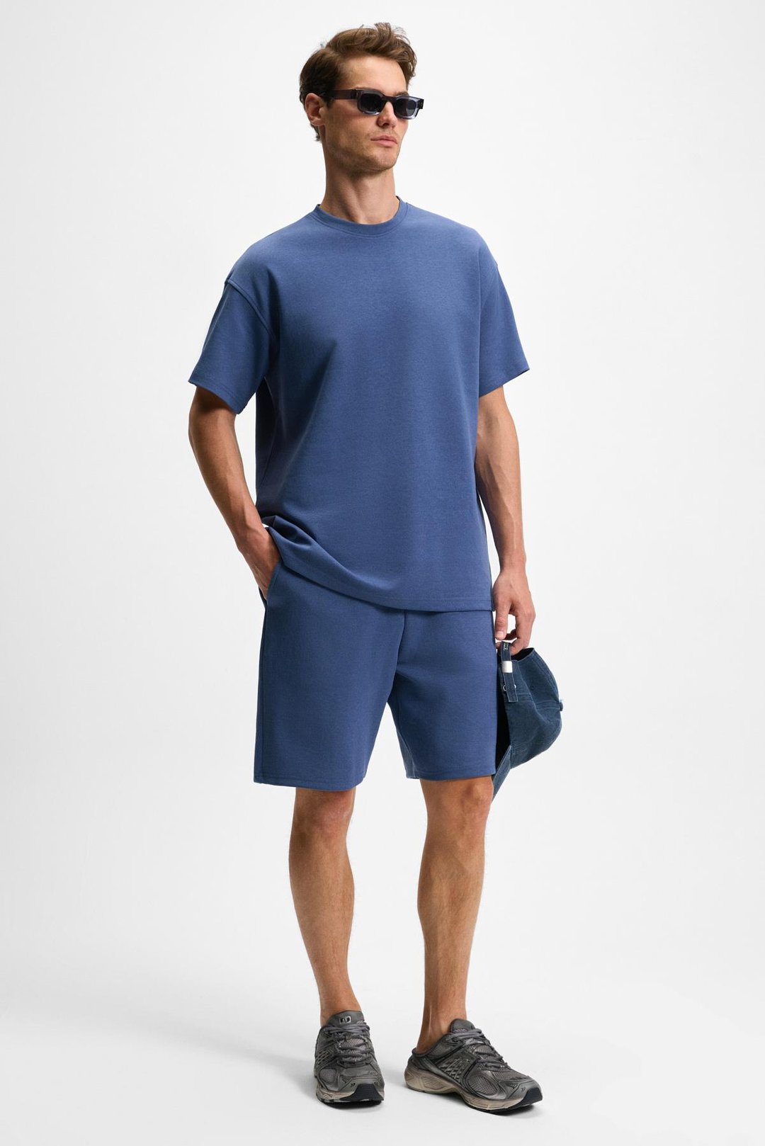 DONYEL Erkek Bisiklet Yaka Kısa Kol Regular İndigo T-Shirt