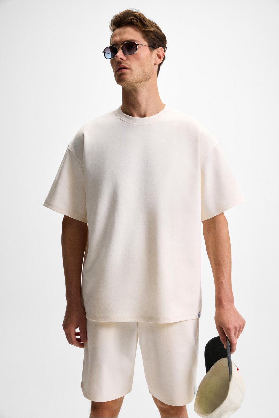 DONYEL Erkek Bisiklet Yaka Kısa Kol Regular Ekru T-Shirt