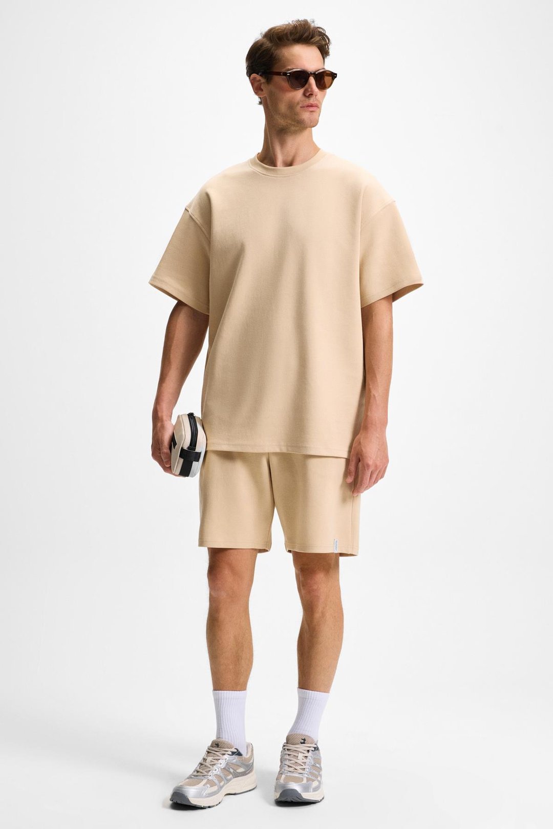 DONYEL Erkek Bisiklet Yaka Kısa Kol Regular Bej T-Shirt