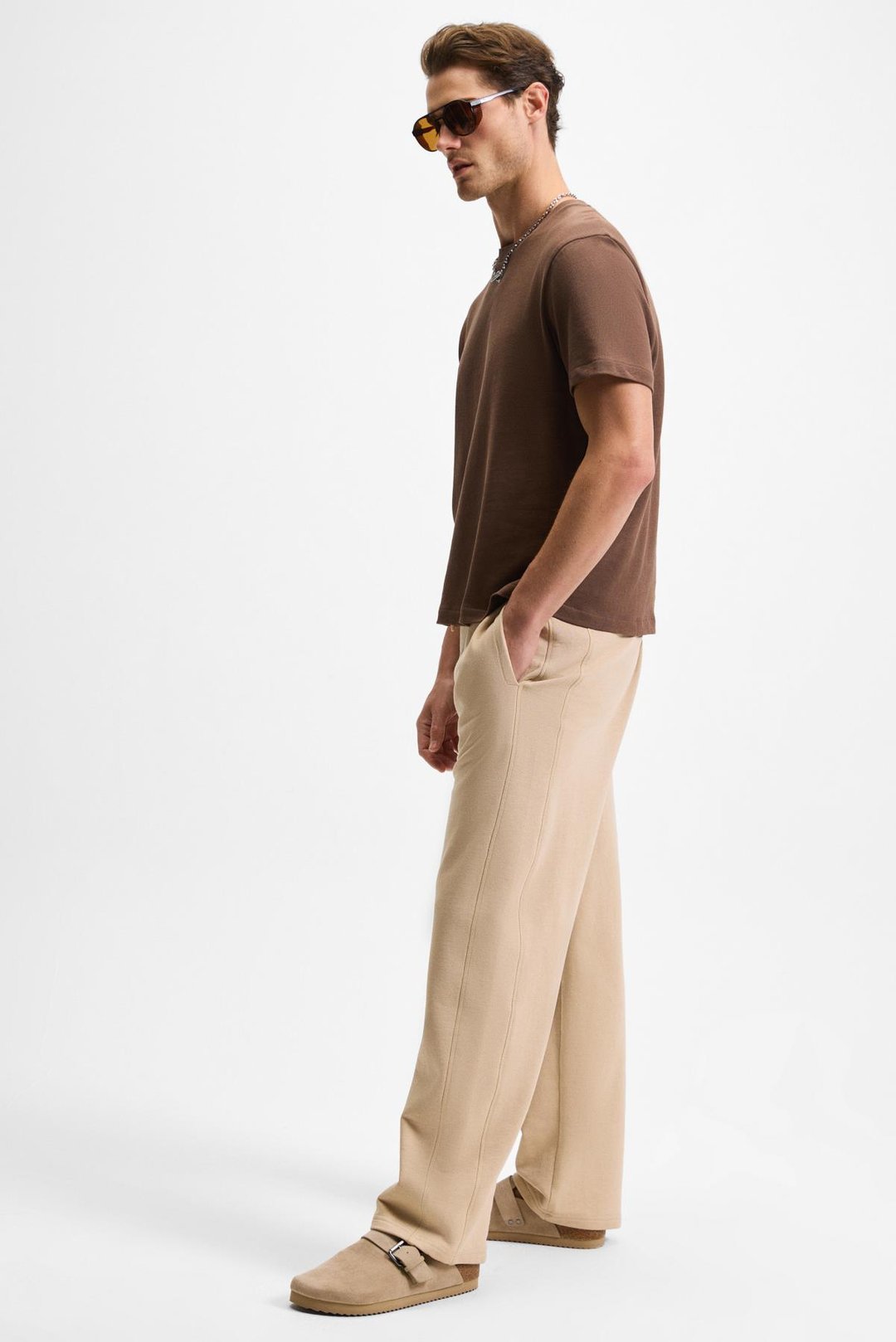 DOTTI Erkek Beli Lastikli Kordonlu Yanları Cepli Relaxed Fit Bej Eşofman Altı