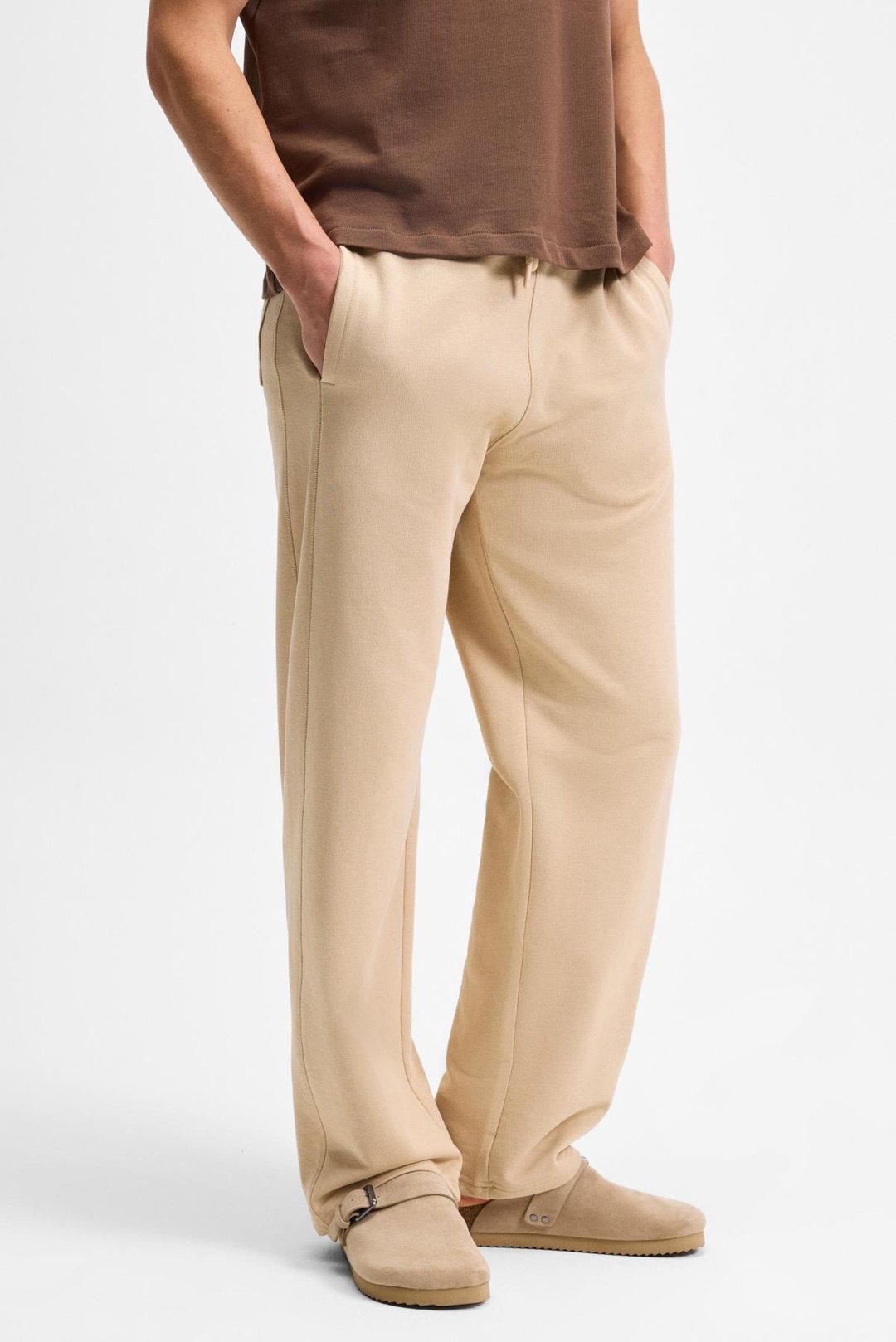 DOTTI Erkek Beli Lastikli Kordonlu Yanları Cepli Relaxed Fit Bej Eşofman Altı