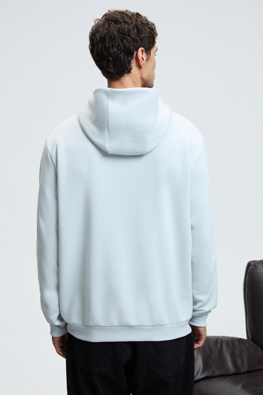 Draco Erkek Organik Kumaşlı İçi Polarlı Yumuşacık  Kanguru Cepli Kapüşonlu Gri Sweatshirt