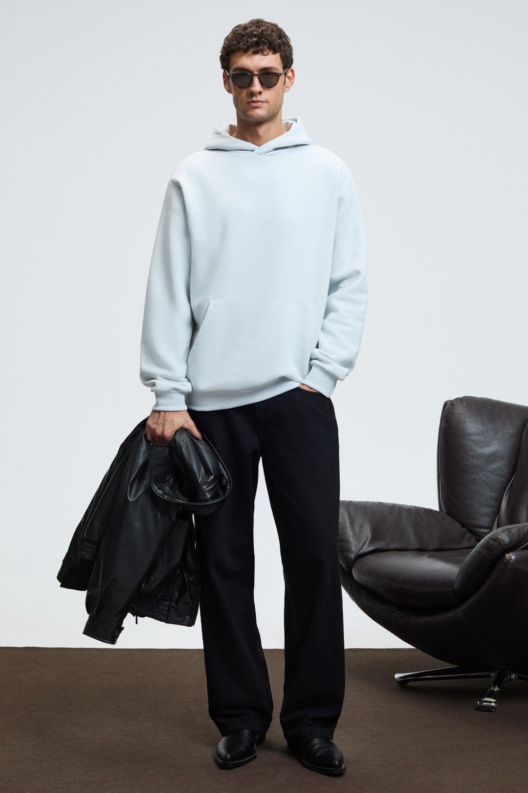 Draco Erkek Organik Kumaşlı İçi Polarlı Yumuşacık  Kanguru Cepli Kapüşonlu Gri Sweatshirt