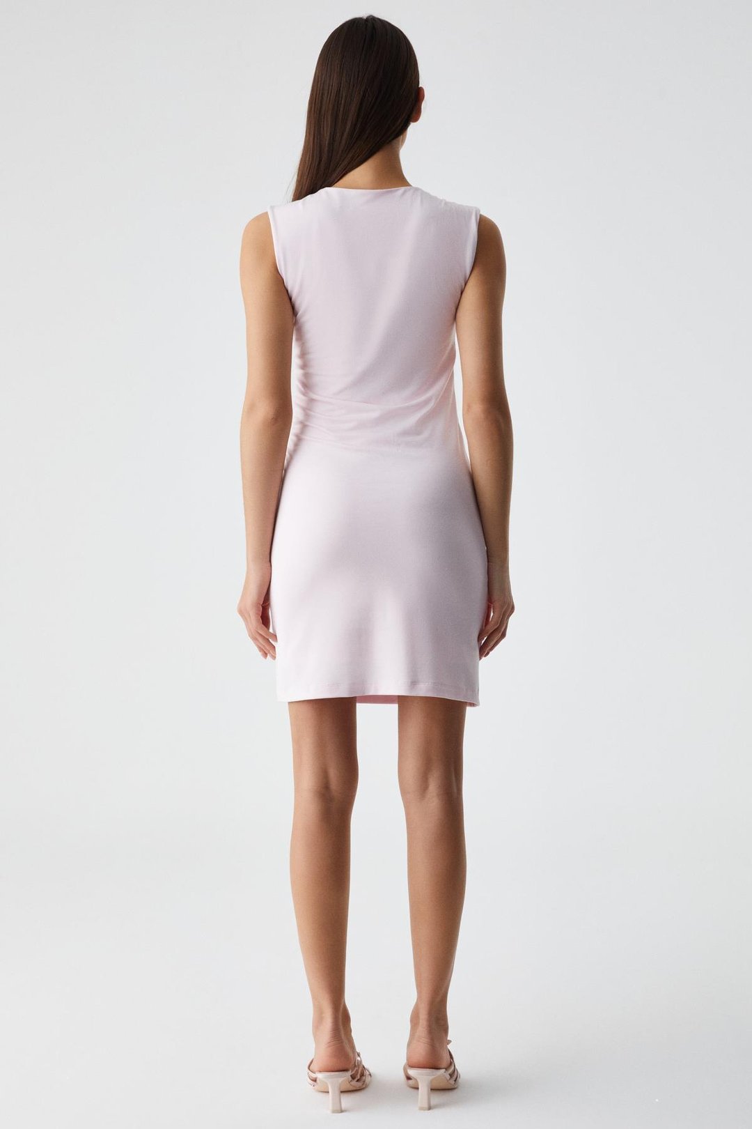 DRUID Kadın Bisiklet Yaka Slim Mini Sıfır Kol Pembe Elbise