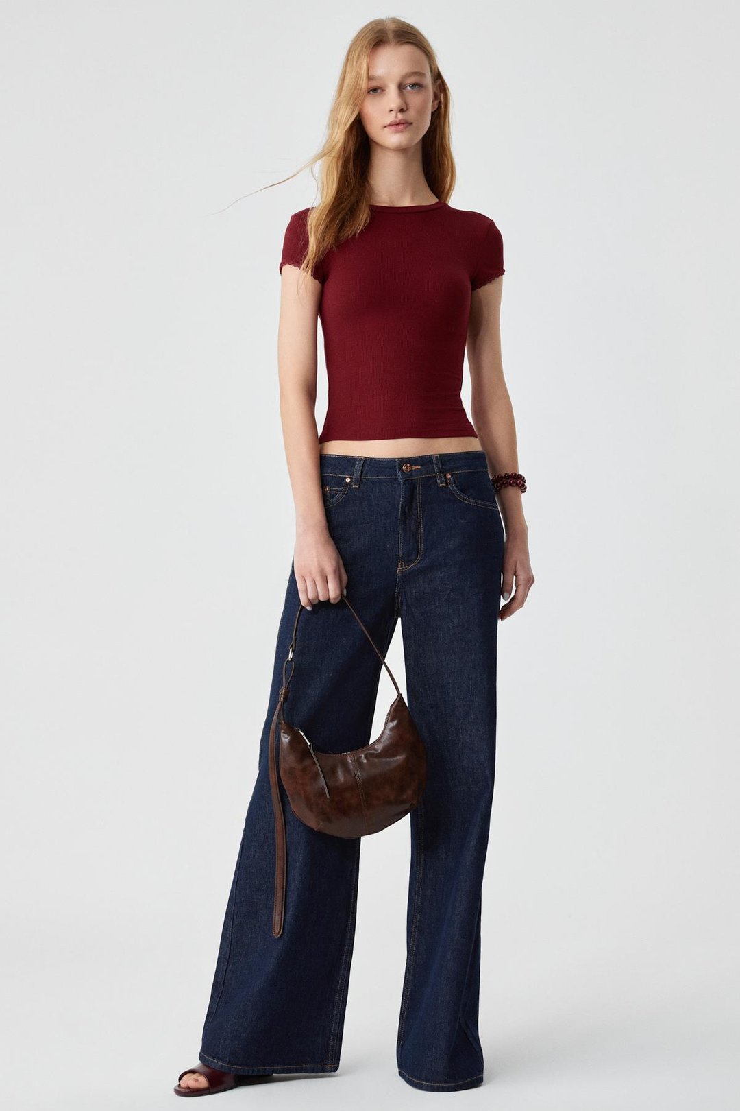 DULCE Kadın Slim Fit Kısa Kollu Kiremit Rengi T-Shirt