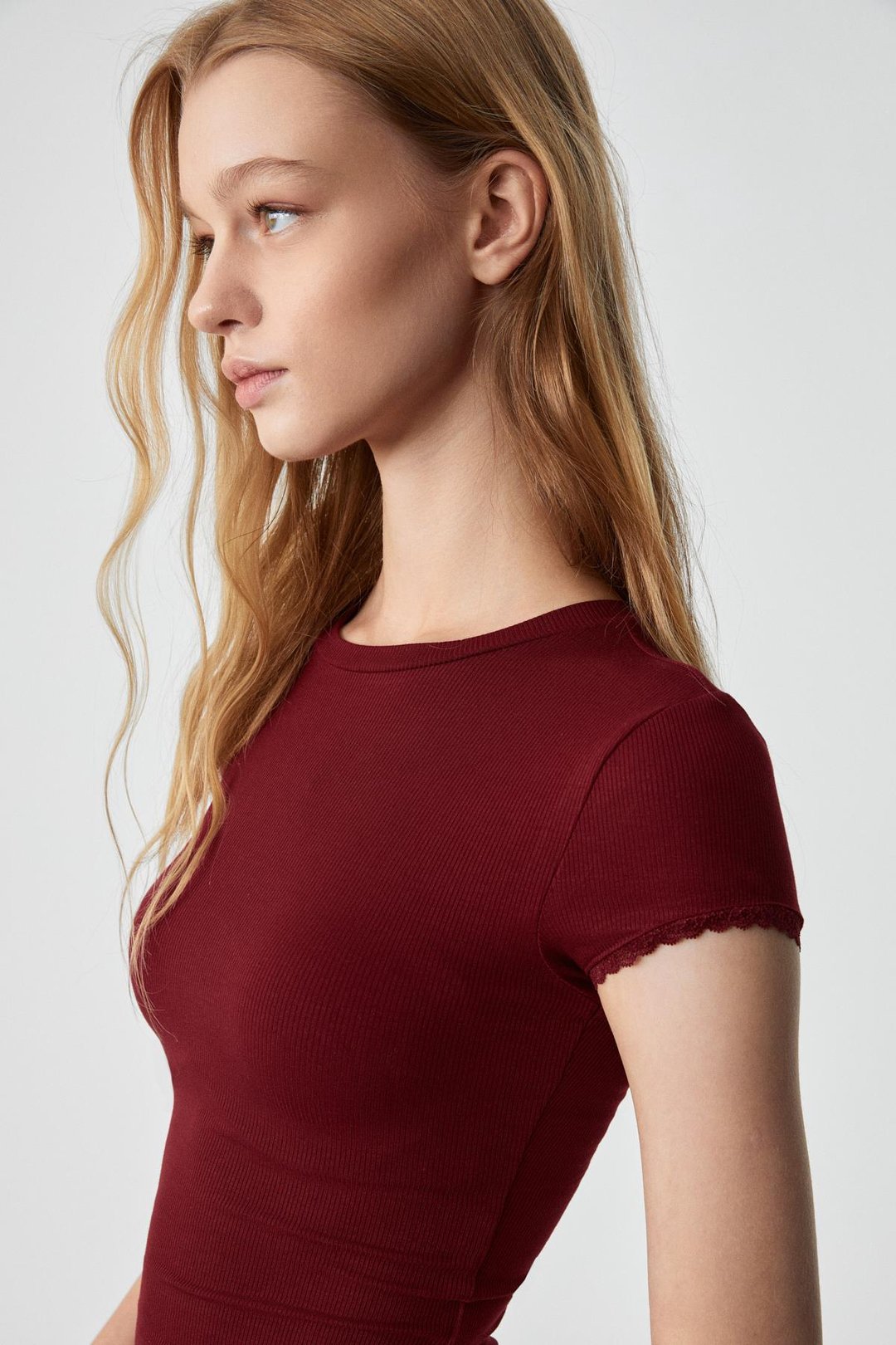 DULCE Kadın Slim Fit Kısa Kollu Kiremit Rengi T-Shirt