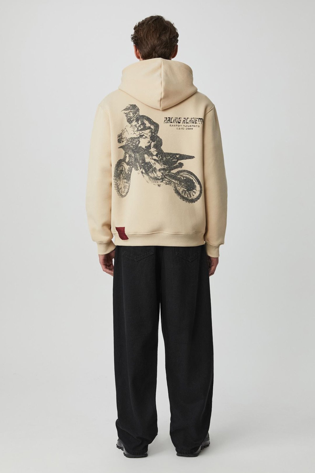 EDGAR Erkek %75 Pamuk %25 Polyester Yumuşacık Kapüşonlu Oversize Bej Sweatshirt