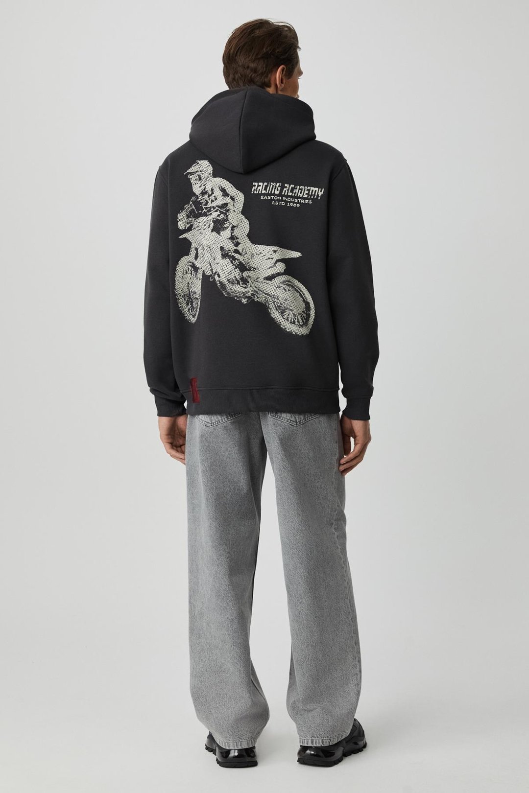 EDGAR Erkek %75 Pamuk %25 Polyester Yumuşacık Kapüşonlu Oversize Antrasit Sweatshirt