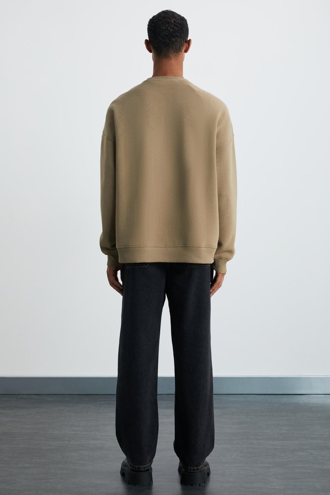 EKKO Erkek Yumuşacık Kışlık Kumaşlı 3 İplik Organik Pamuk Örme Ovesize Vizon Sweatshirt