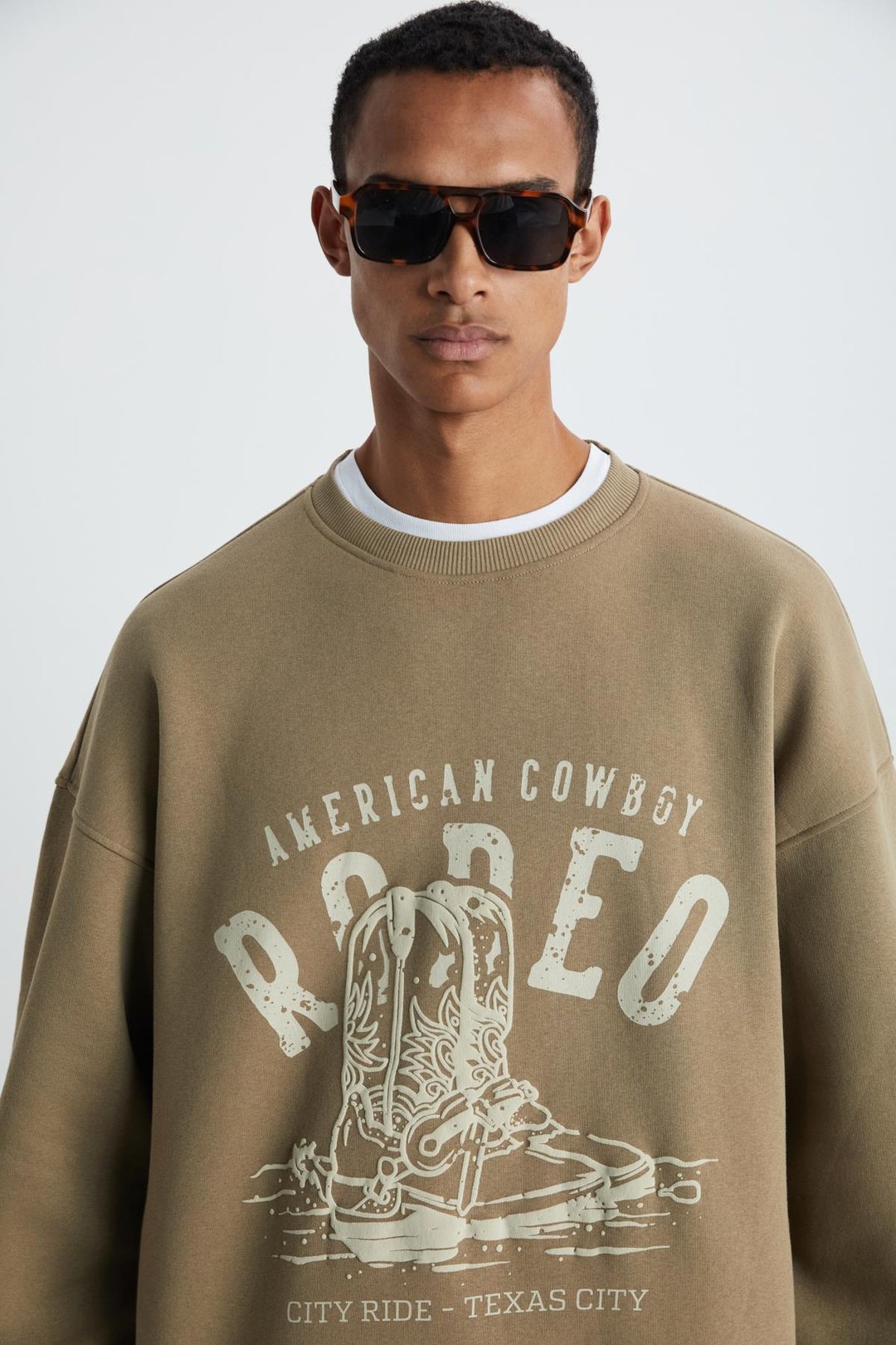 EKKO Erkek Yumuşacık Kışlık Kumaşlı 3 İplik Organik Pamuk Örme Ovesize Vizon Sweatshirt