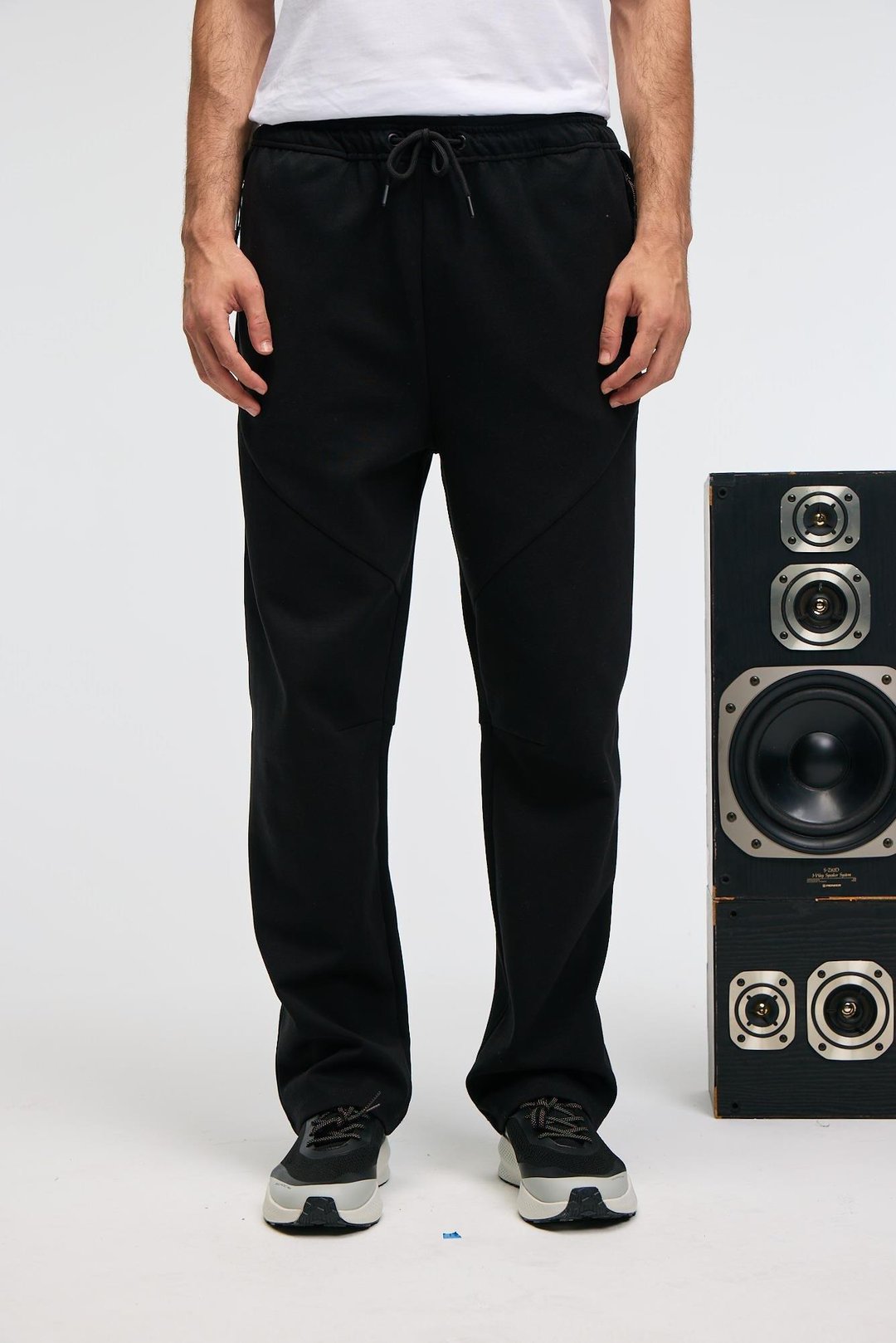 ELLIS Erkek Baskılı Beli Lastikli Kordonlu Siyah Eşofman Altı