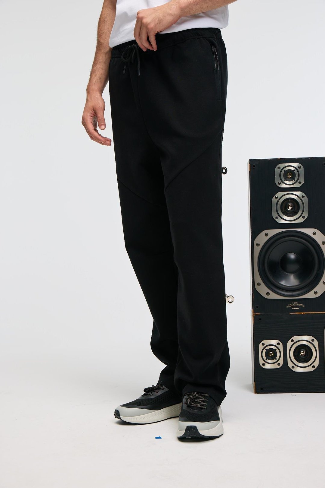 ELLIS Erkek Baskılı Beli Lastikli Kordonlu Siyah Eşofman Altı