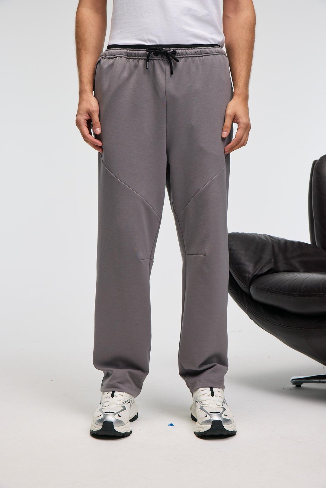 ELLIS Erkek Baskılı Beli Lastikli Kordonlu Koyu Gri Eşofman Altı