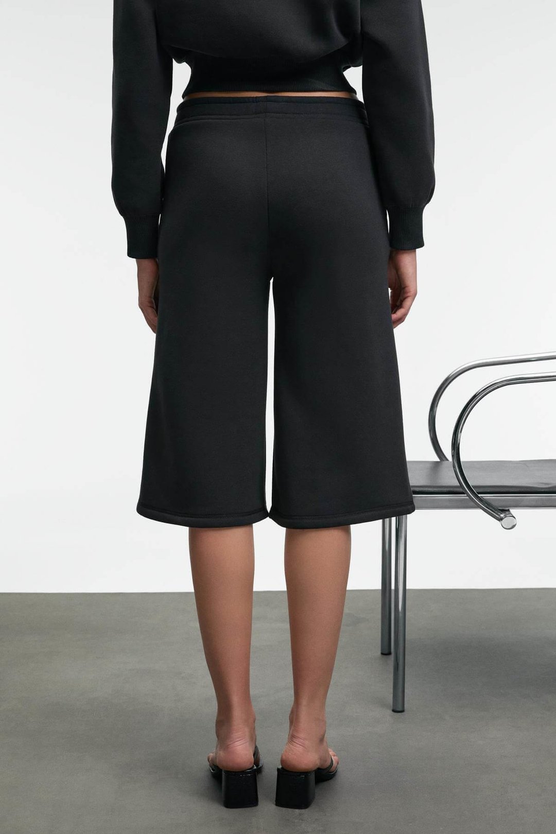 ELPIHRA Kadın Oversize Beli Lastikli Çift Cepli Antrasit Şort & Bermuda