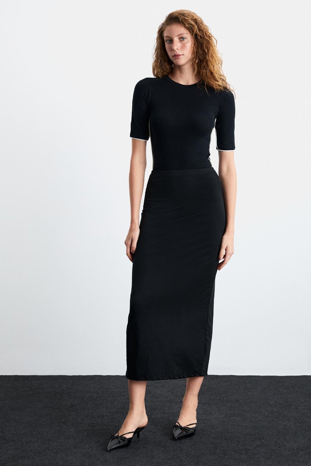 EMIL Kadın Arkadan Yırtmaçlı Maxi Boy Şık Siyah Etek