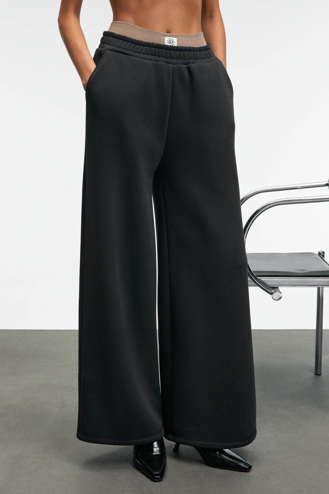 ENAVIE Kadın Oversize Beli Lastikli Çift Cepli Antrasit Eşofman Altı