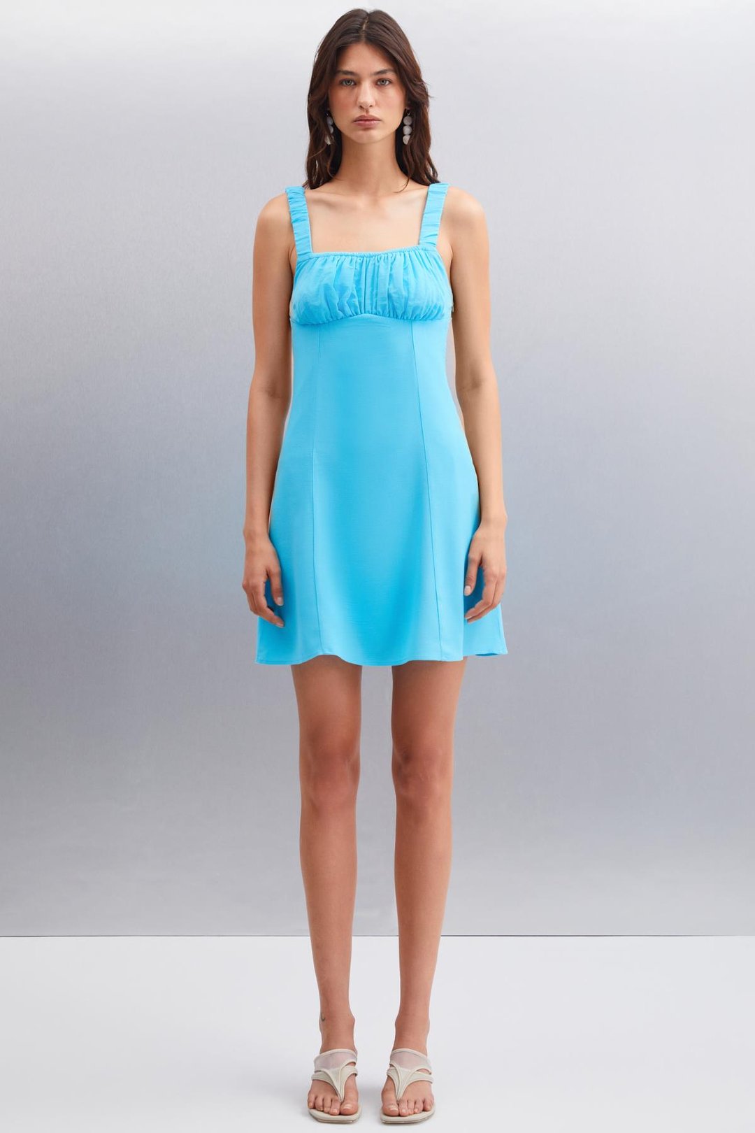 ERIDANIA Regular Regular Mavi Tekli Elbise