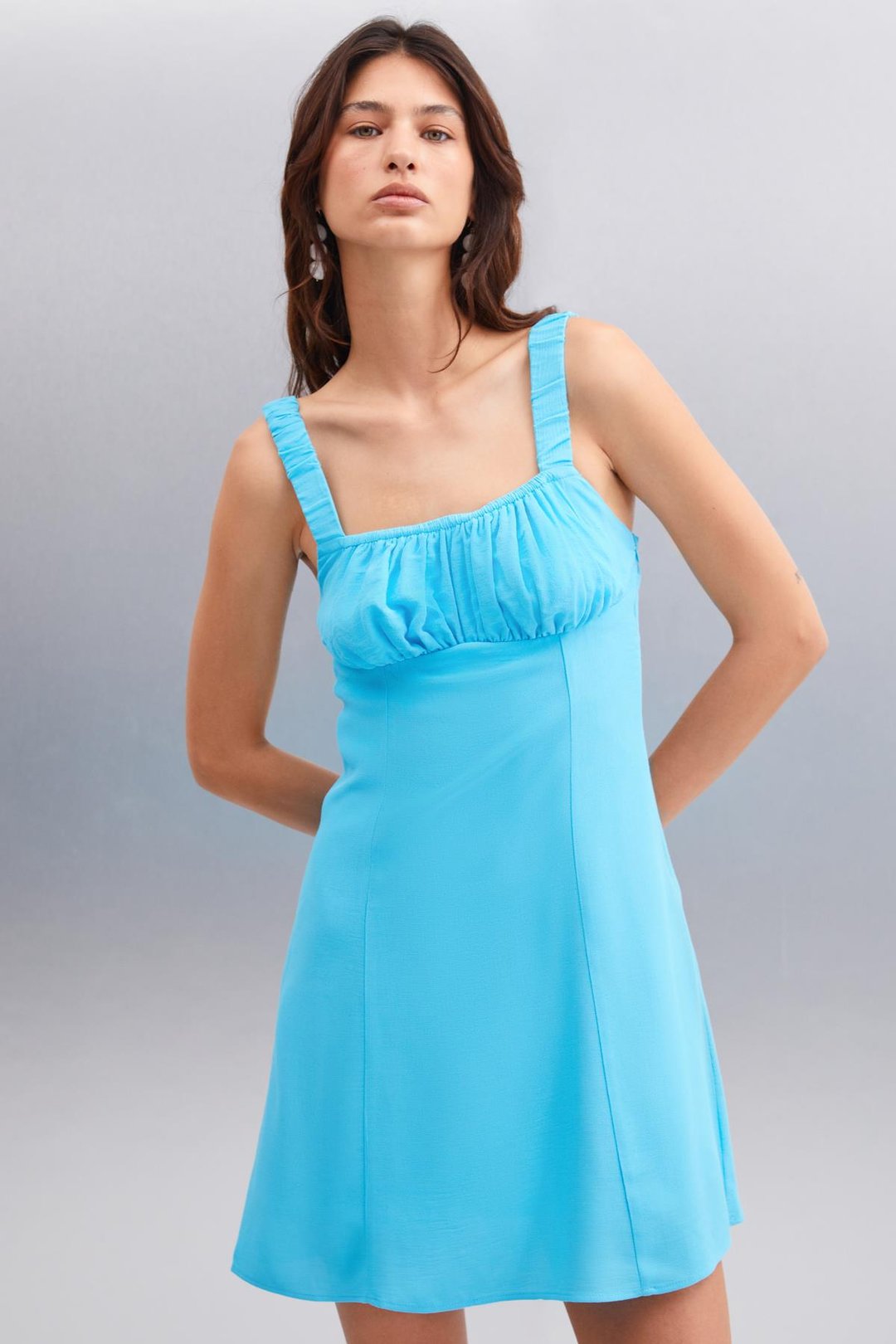 ERIDANIA Regular Regular Mavi Tekli Elbise