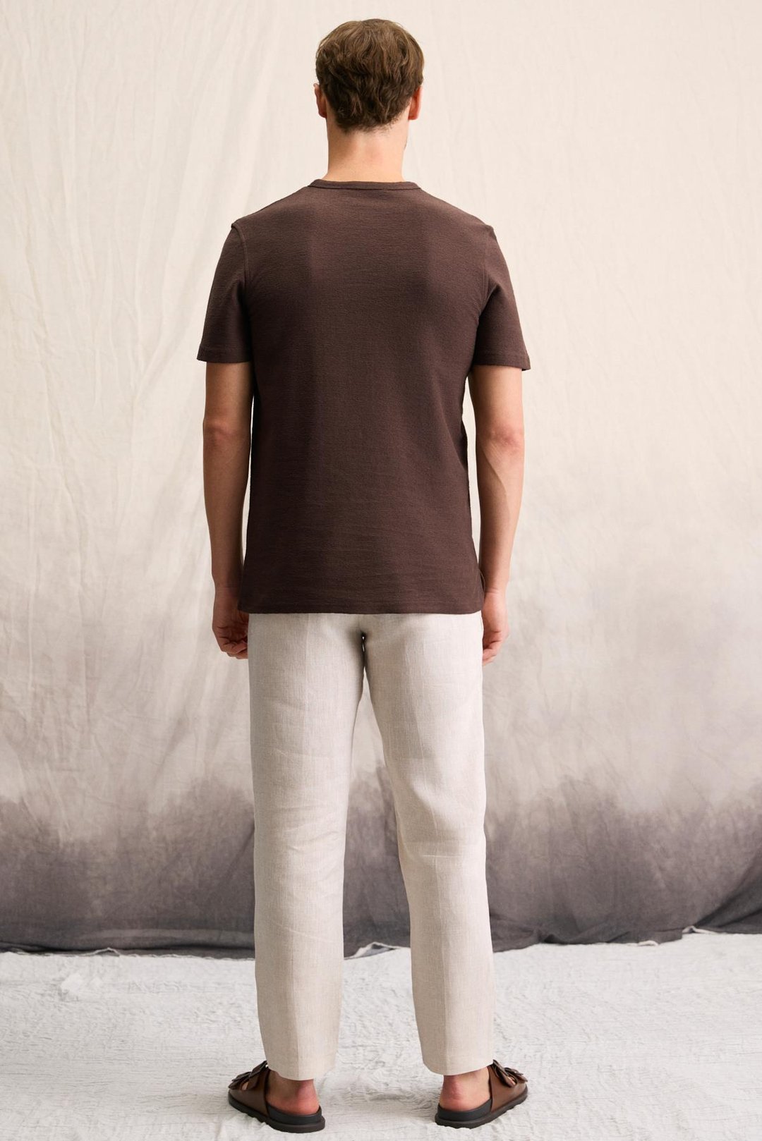 ERMAC Erkek Hakim Yaka Düğmeli Kısa Kol Koyu Kahverengi T-Shirt