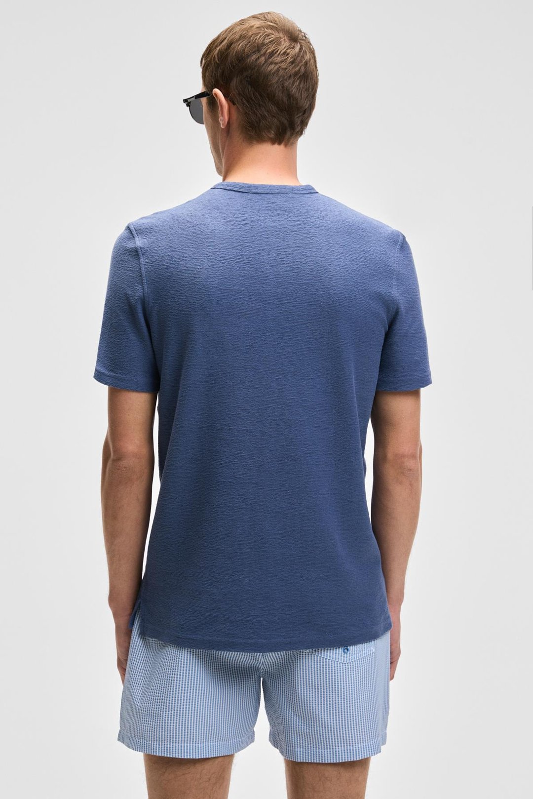 ERMAC Erkek Hakim Yaka Düğmeli Kısa Kol İndigo T-Shirt