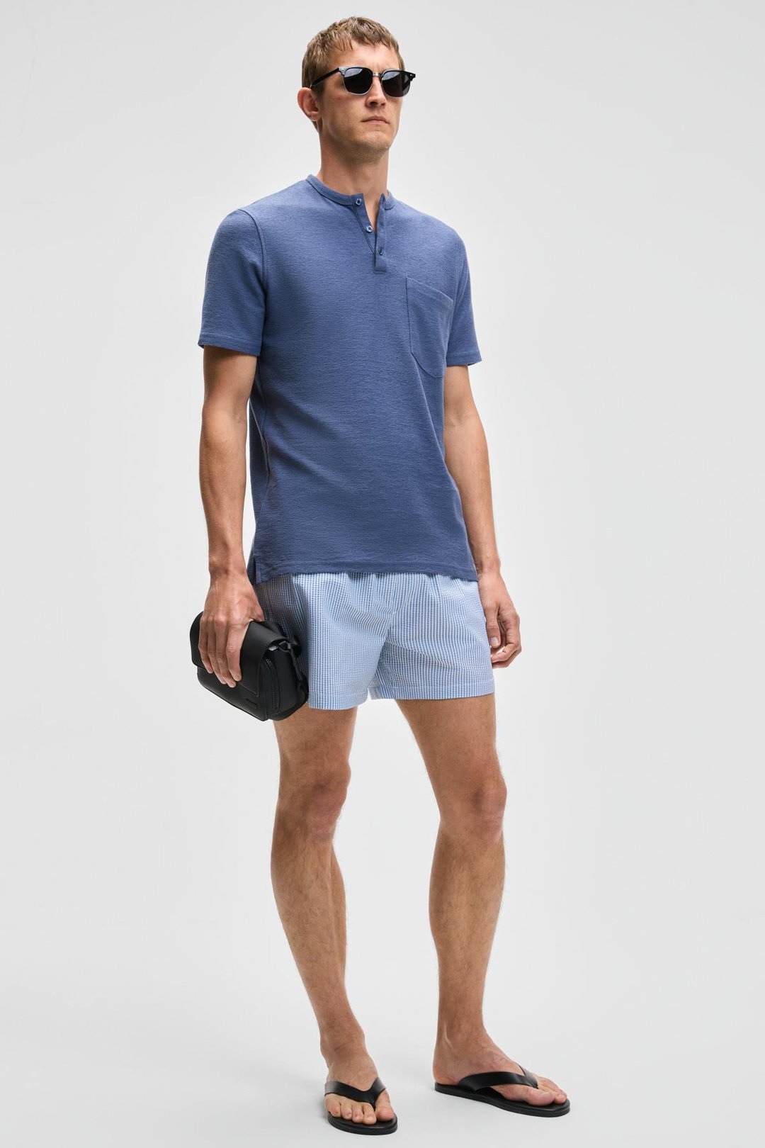 ERMAC Erkek Hakim Yaka Düğmeli Kısa Kol İndigo T-Shirt