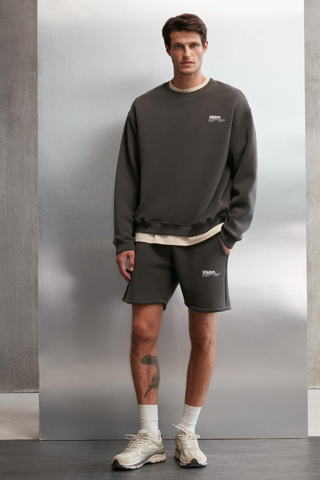 ERNEST  Oversize Gri Tekli Sweatshirt