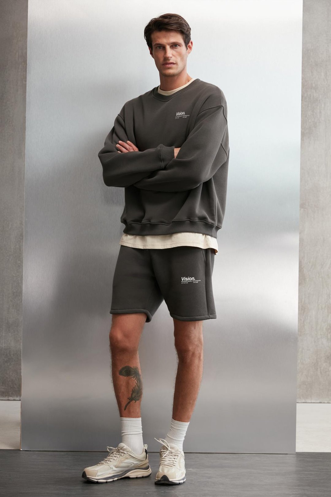 ERNEST  Oversize Gri Tekli Sweatshirt