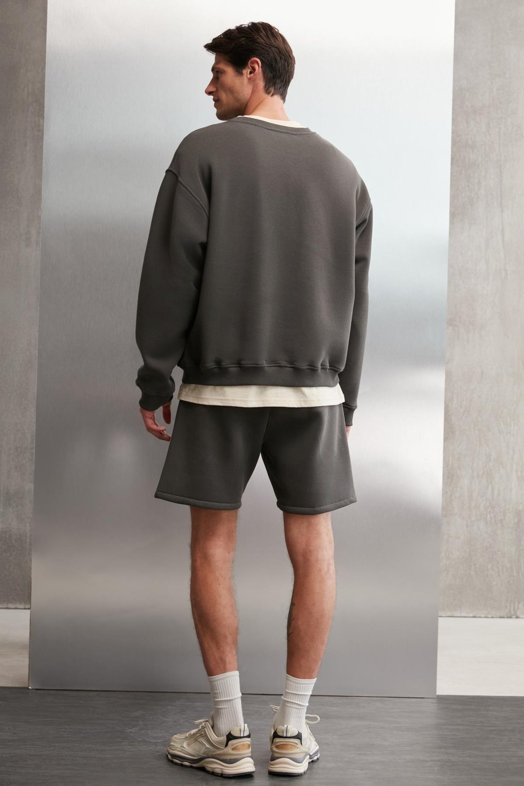 ERNEST  Oversize Gri Tekli Sweatshirt