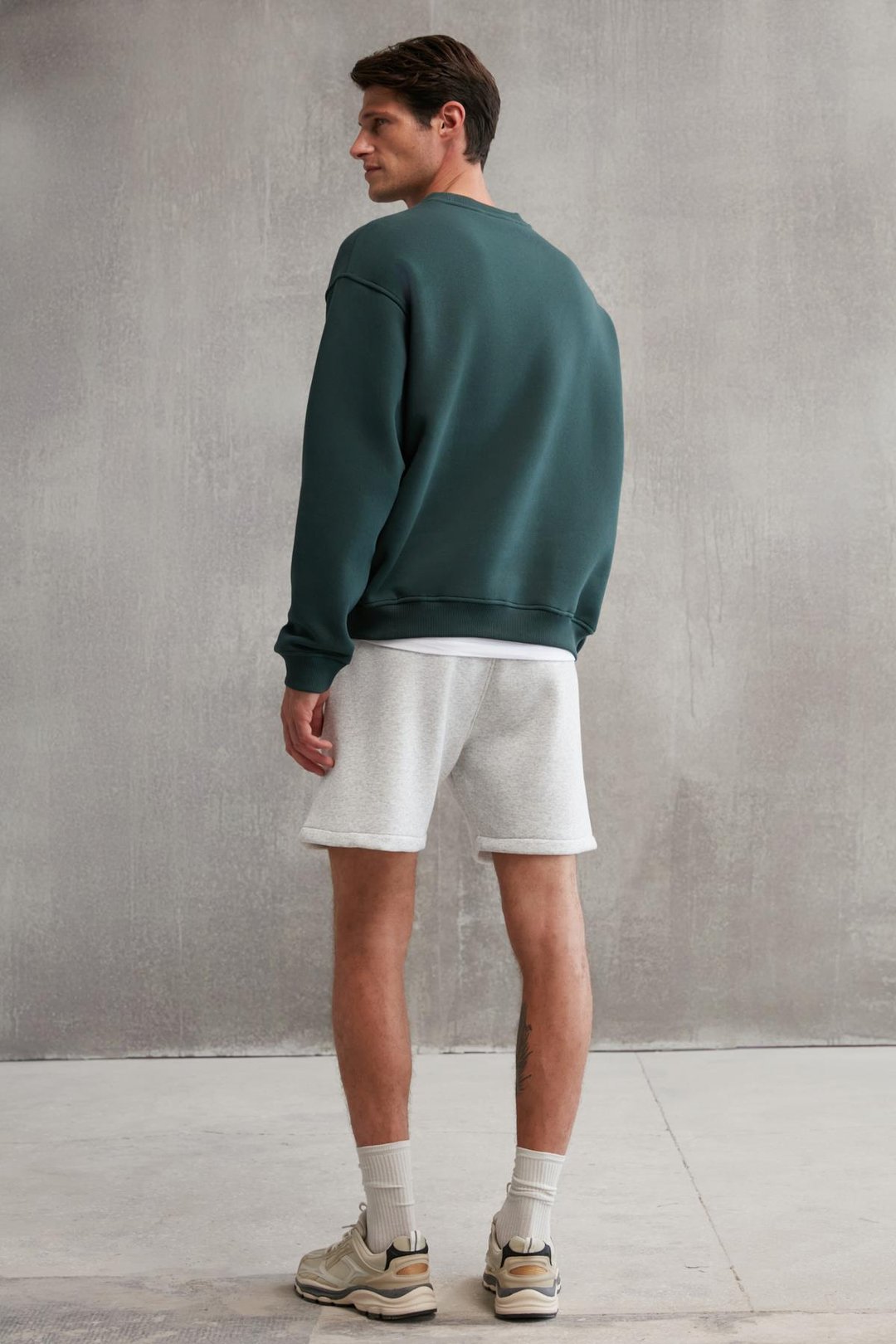 ERNEST  Oversize Koyu Yeşil Tekli Sweatshirt