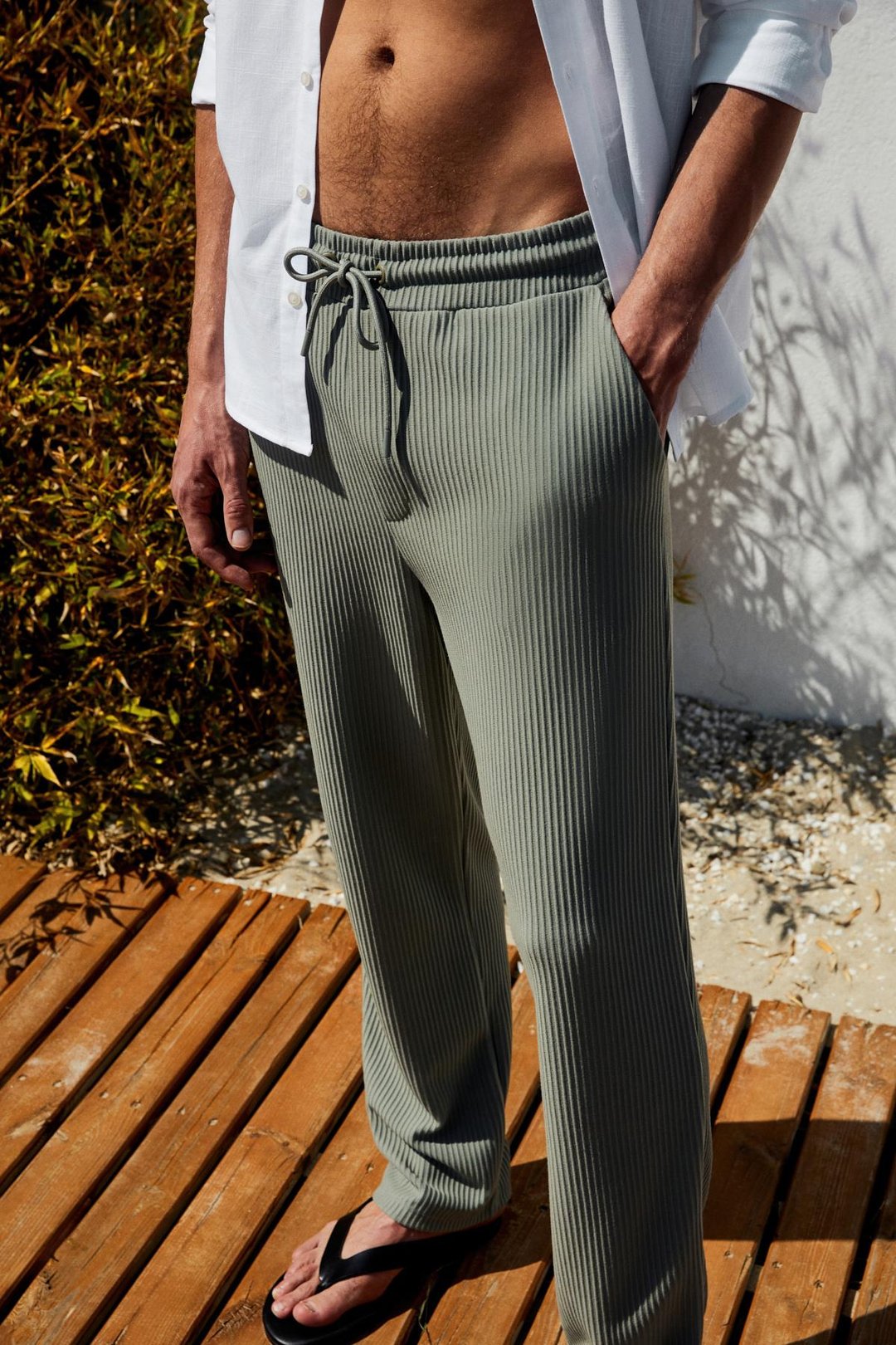 ERNO Erkek Beli Lastikli Yanları Cepli Relaxed Haki Eşofman Altı