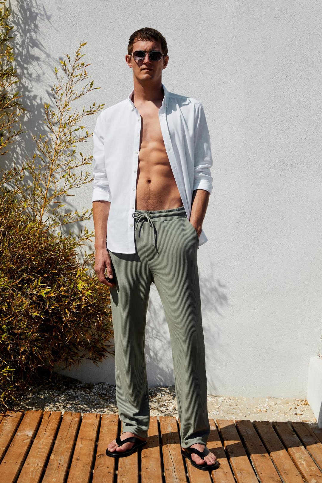 ERNO Erkek Beli Lastikli Yanları Cepli Relaxed Haki Eşofman Altı