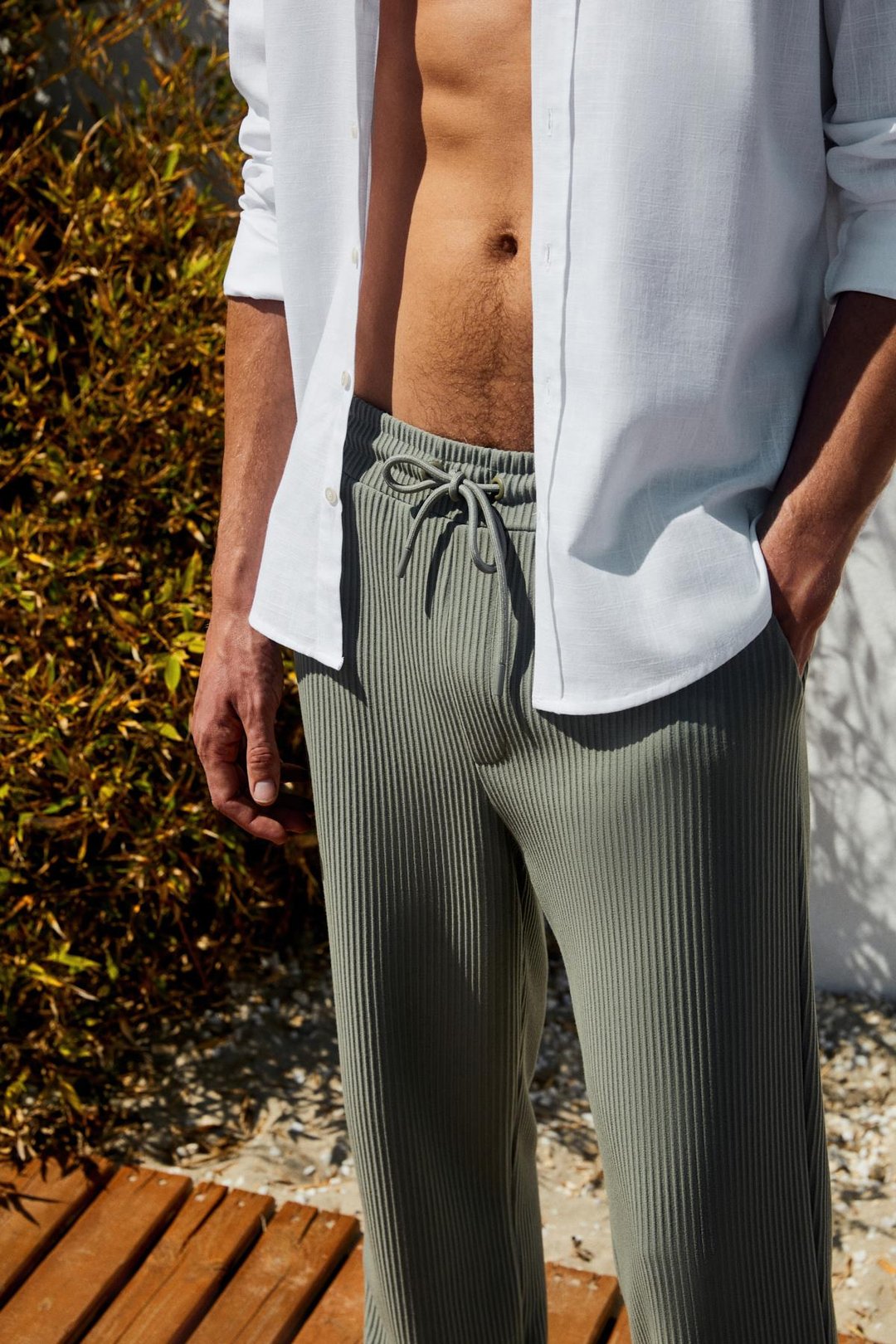 ERNO Erkek Beli Lastikli Yanları Cepli Relaxed Haki Eşofman Altı