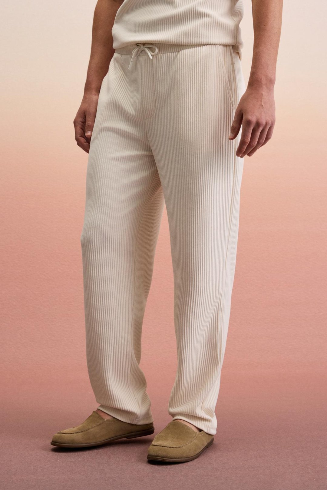 ERNO Erkek Beli Lastikli Yanları Cepli Relaxed Krem Eşofman Altı