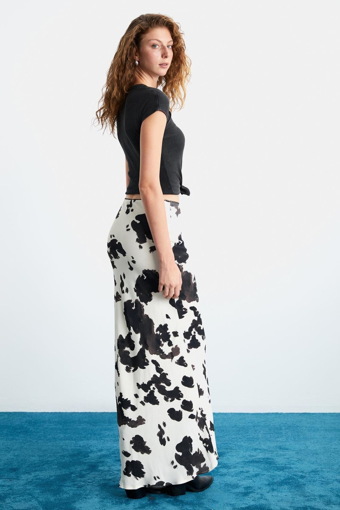 ESLADI %100 Viskon Desenli Uzun Dekoratif Lastikli Dokuma Desenli Etek