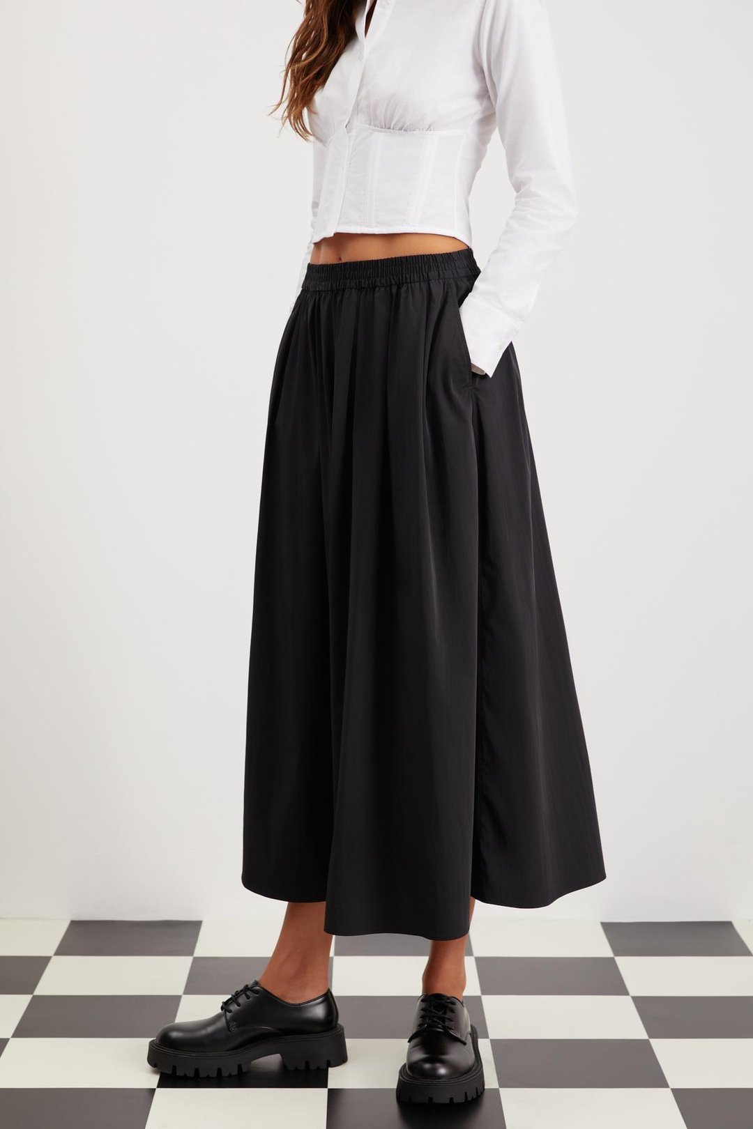 ESTELA  Relaxed Siyah Tekli Etek