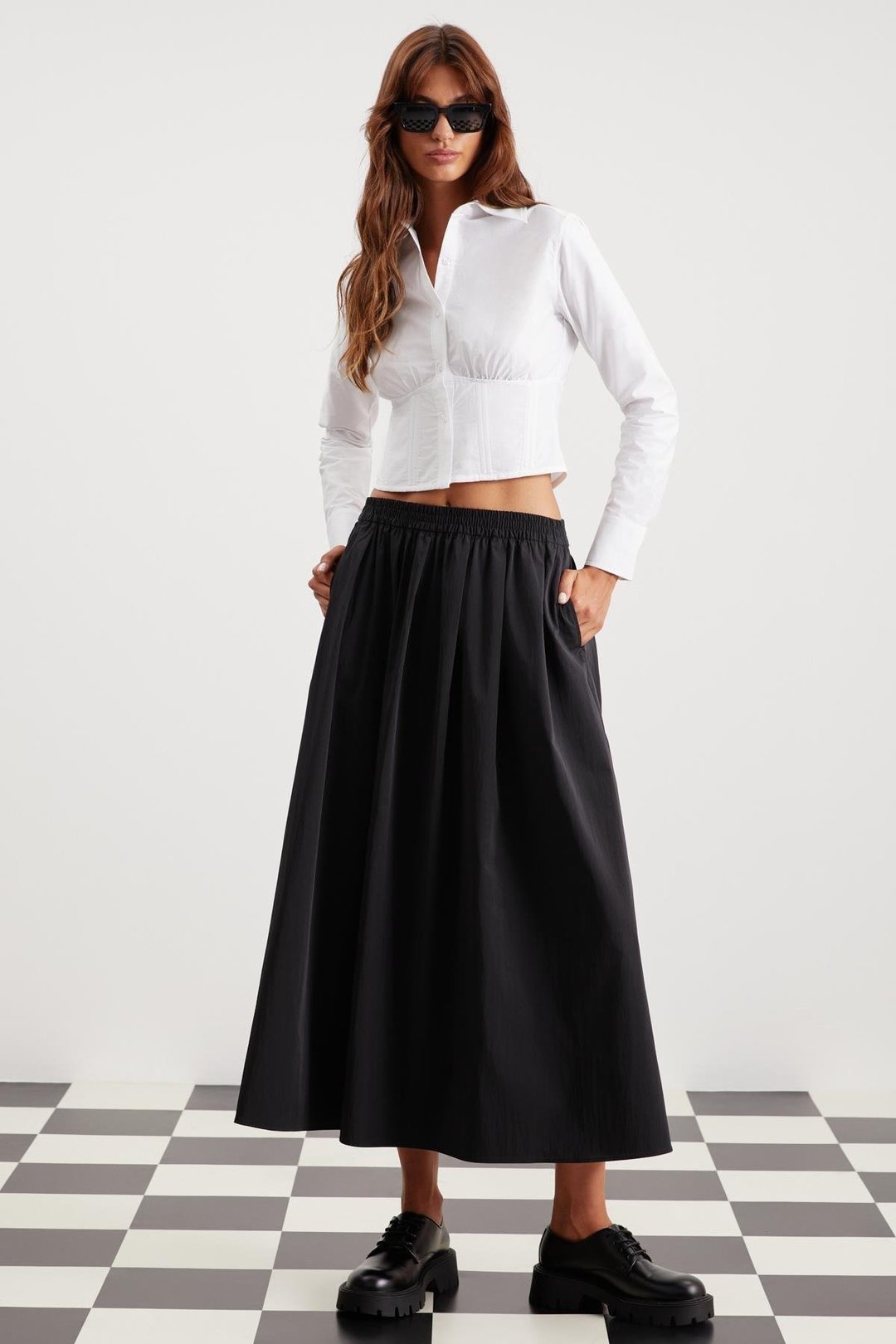 ESTELA  Relaxed Siyah Tekli Etek