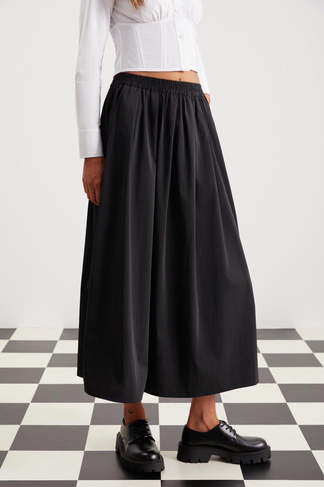 ESTELA  Relaxed Siyah Tekli Etek