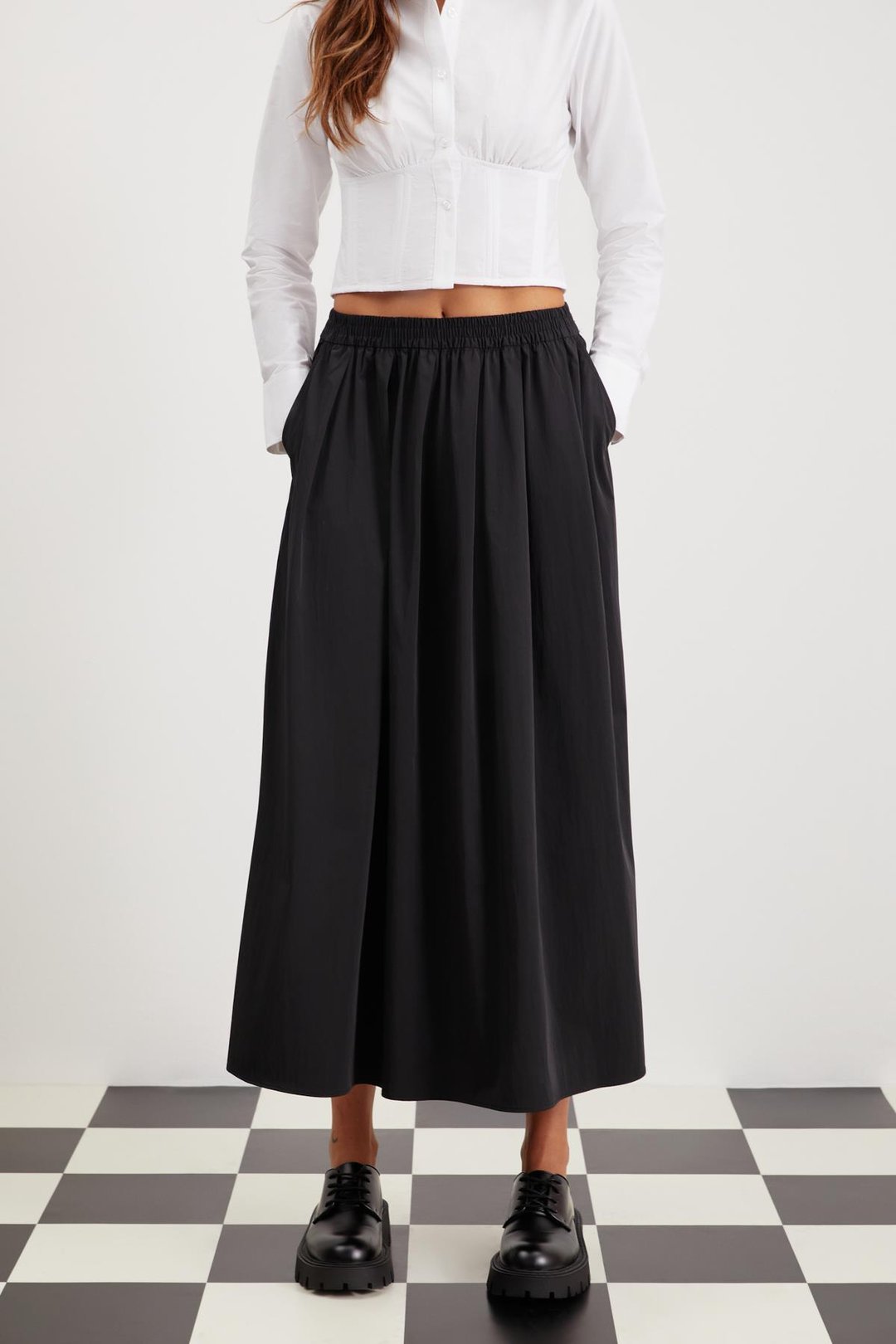 ESTELA  Relaxed Siyah Tekli Etek