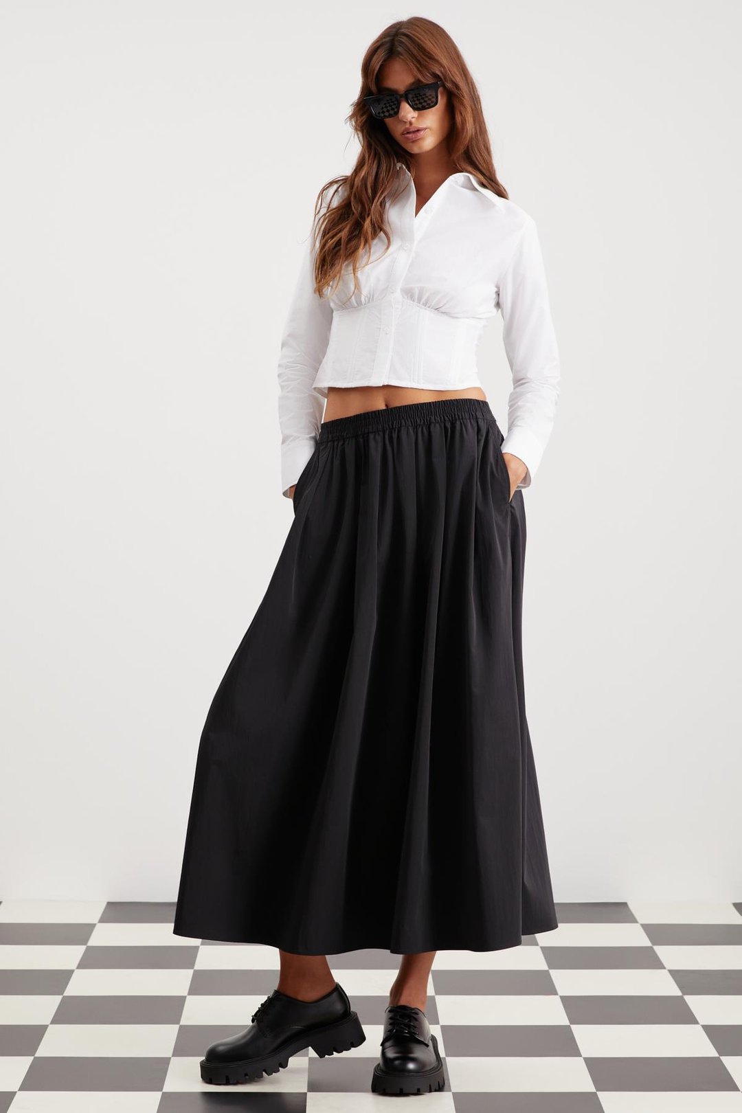 ESTELA  Relaxed Siyah Tekli Etek