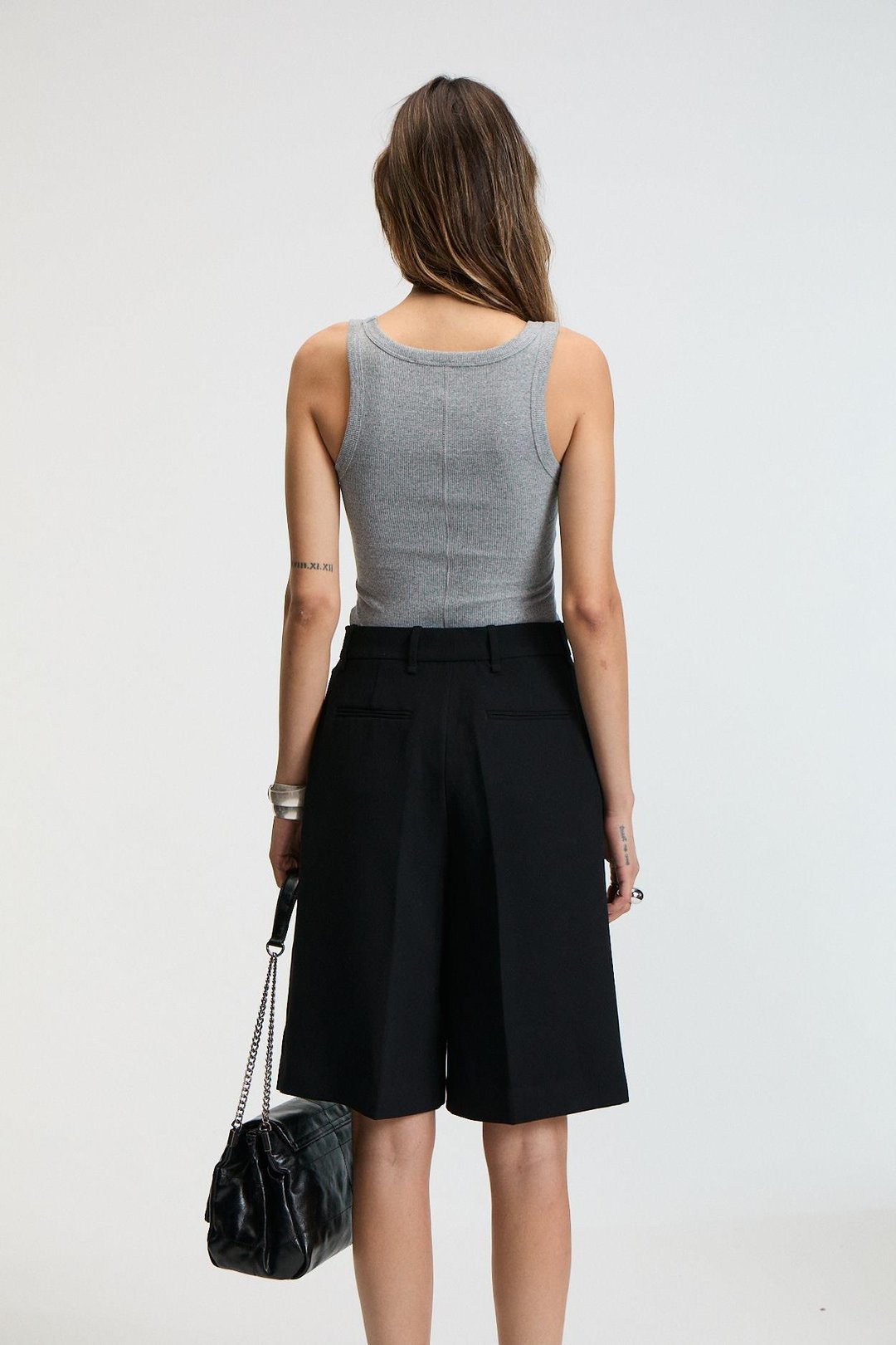 ETHIQUET LILLESOL Kadın Fitilli Görünümlü Slim Fit Vücuda Oturan Havuz Yakalı Pamuklu Basic Antrasit Atlet