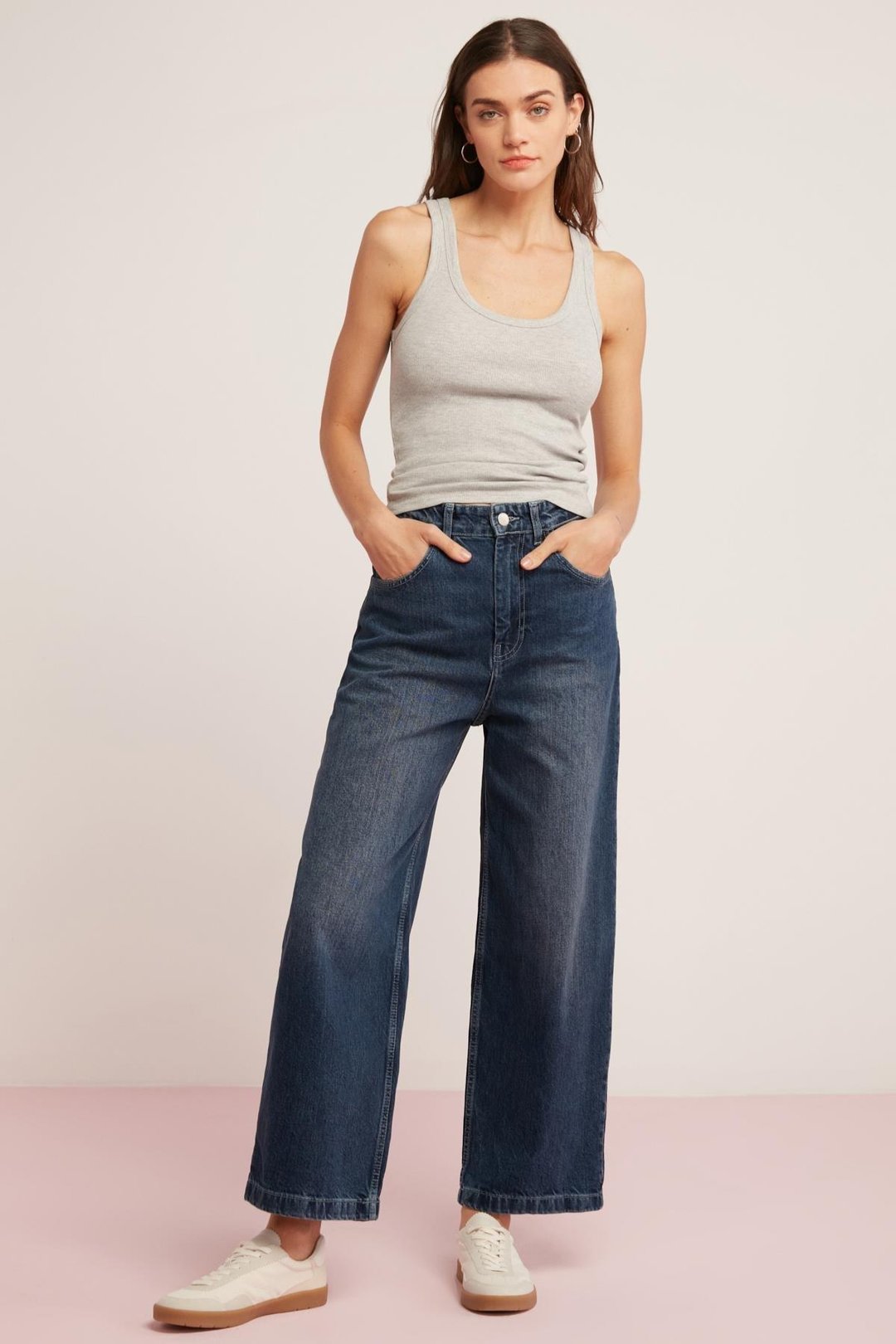 ETHIQUET LILLESOL Kadın Fitilli Görünümlü Slim Fit Vücuda Oturan Havuz Yakalı Pamuklu Basic Gri Atlet