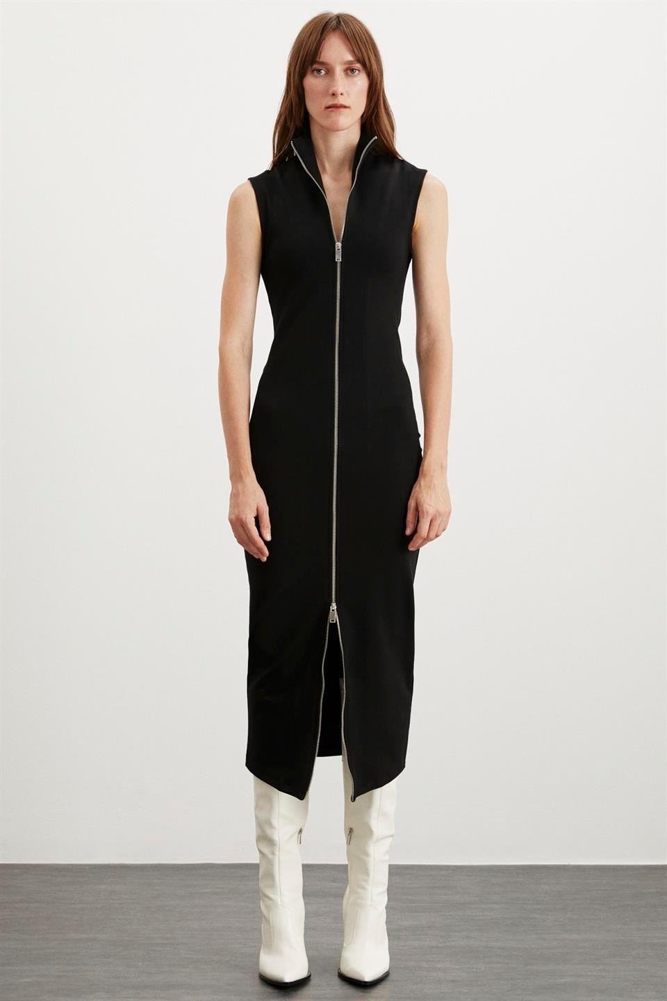 FABIENNE  Slim Siyah Tekli Elbise