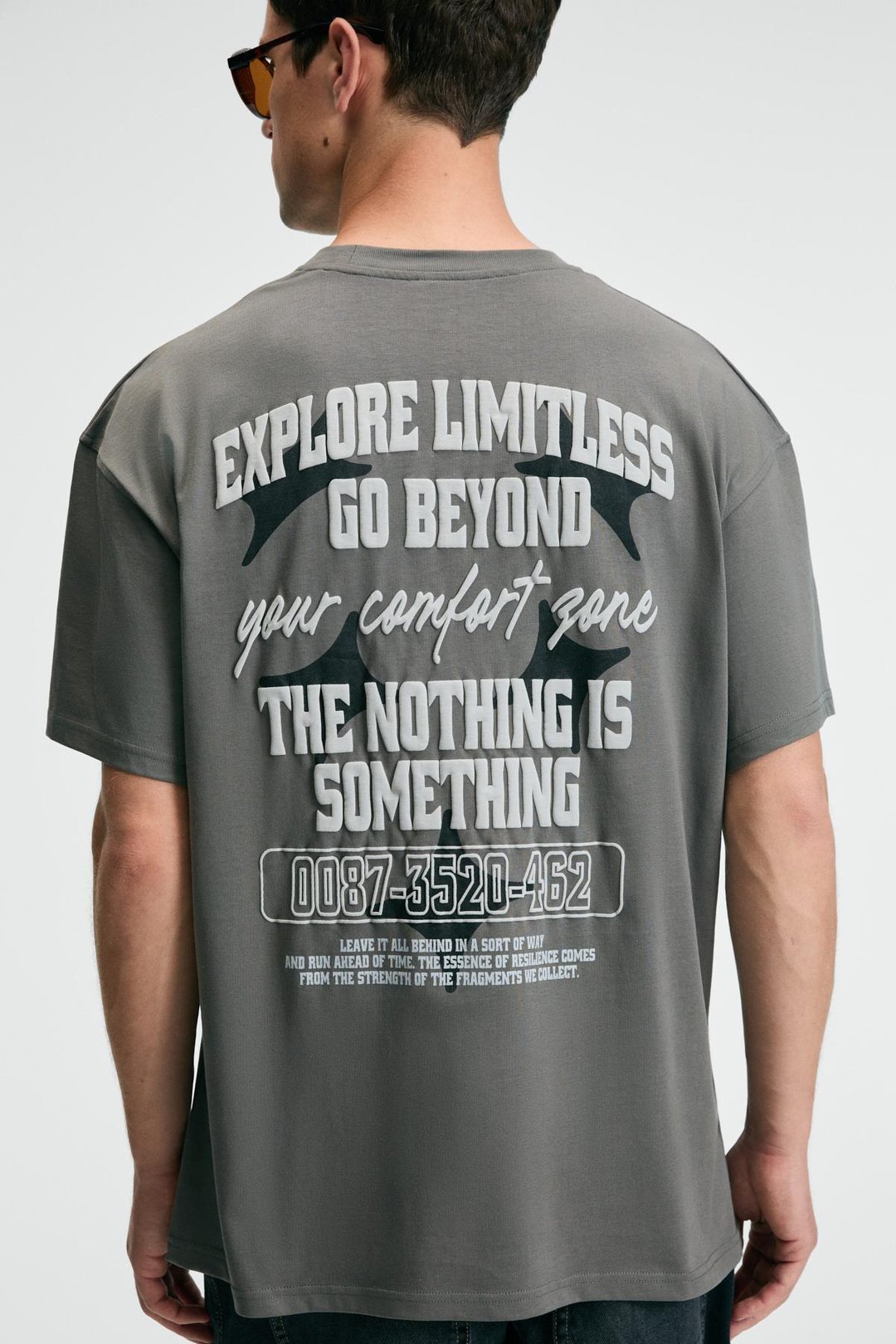 FEAST Erkek %100 Pamuk Oversize Fit Baskılı Kısa Kollu Yuvarlak Yakalı Gri T-Shirt