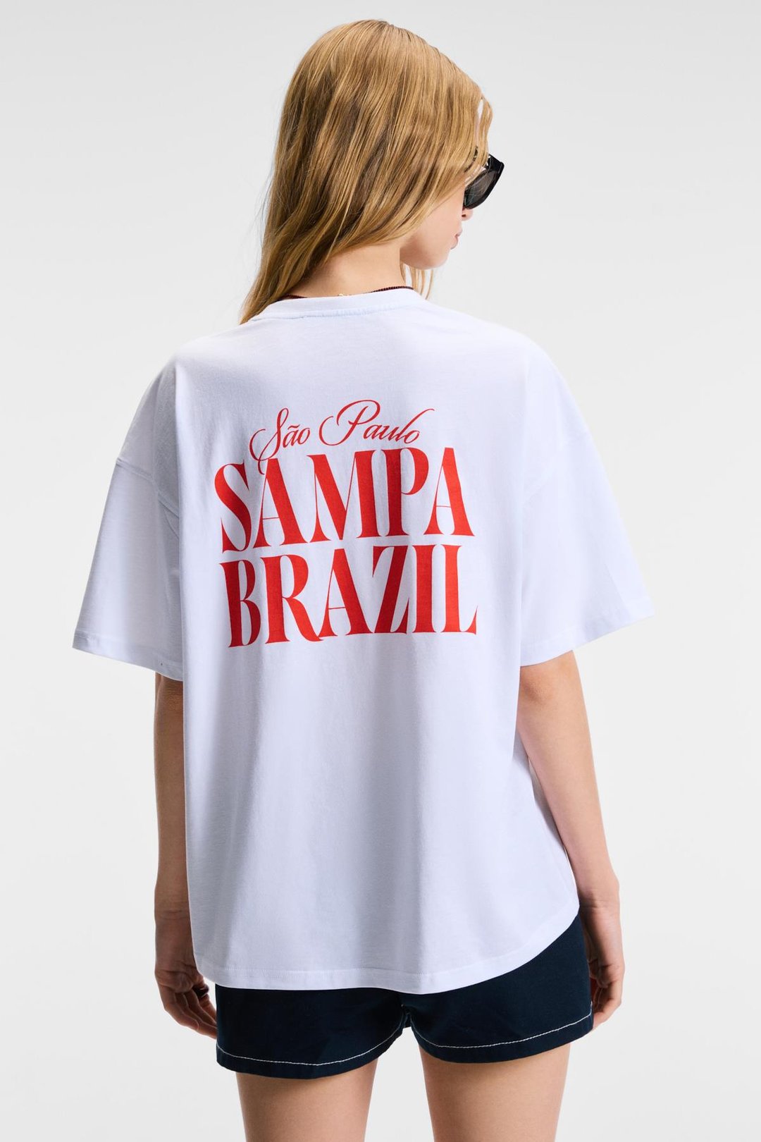 FEYLORA Kadın %100 Pamuk Oversize Fit Baskı Detaylı Kısa Kollu Bisiklet Yaka Beyaz T-Shirt