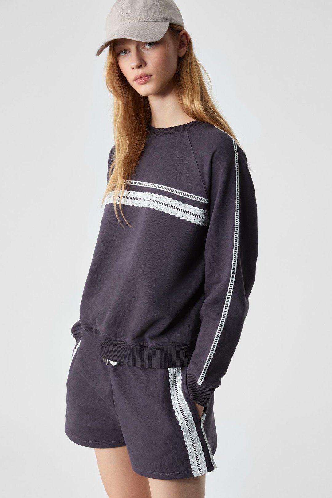 FLUX Kadın Relaxed %100 Organik Pamuk Geniş Paça Kısa Mor Şort